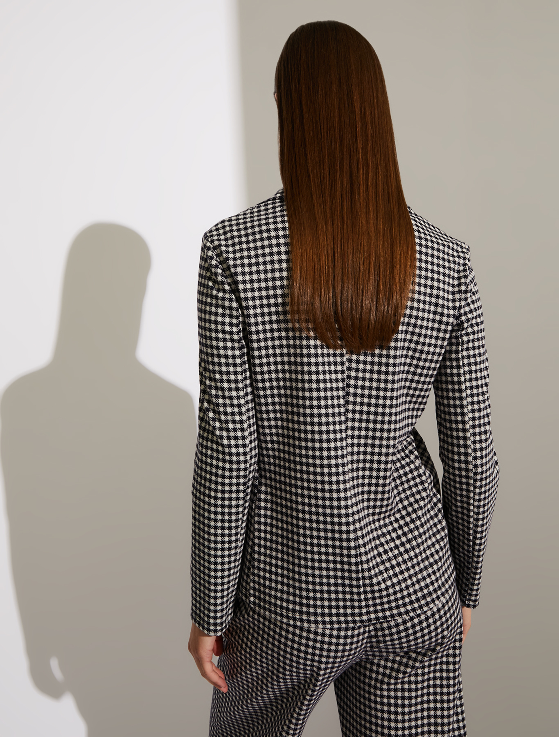 Gingham-design jersey blazer, navy blue pattern - Pennyblack Gingham-design jersey blazer - navy blue pattern - pennyblack