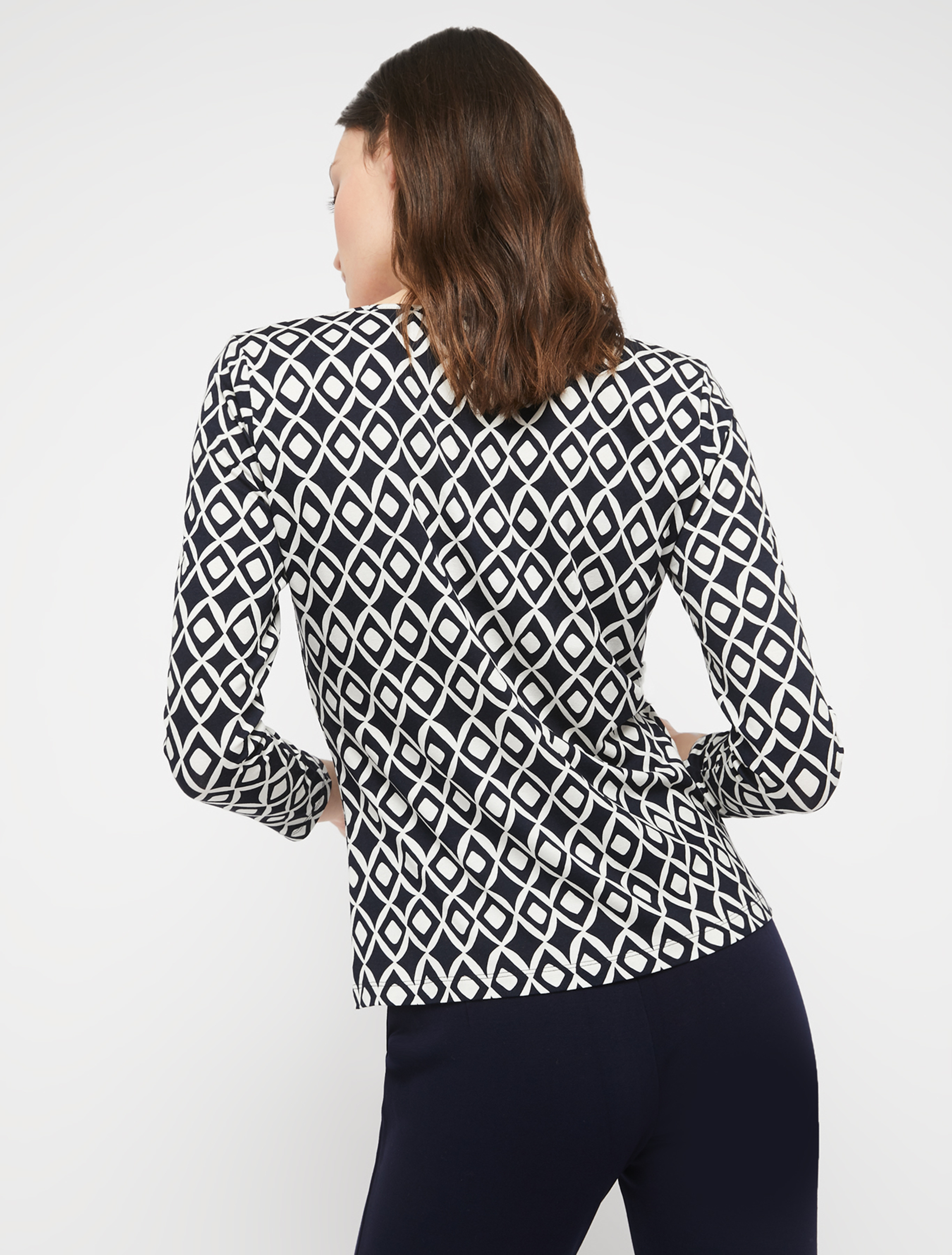 Slim-fit T-shirt in flowing jersey, navy blue pattern - Pennyblack Slim-fit T-shirt in flowing jersey - navy blue pattern - pennyblack