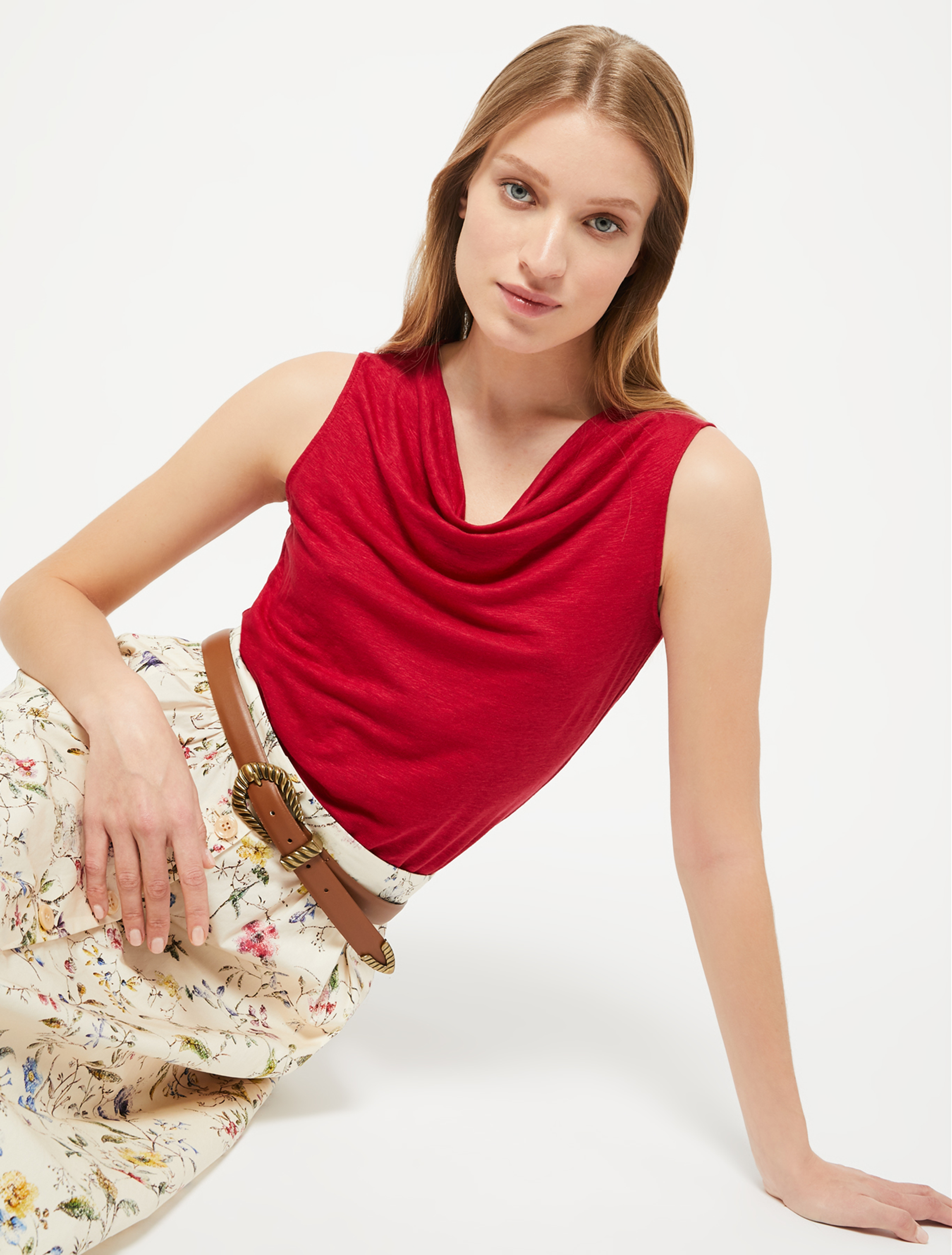 Linen-jersey top, burgundy - Pennyblack Linen-jersey top - burgundy - pennyblack