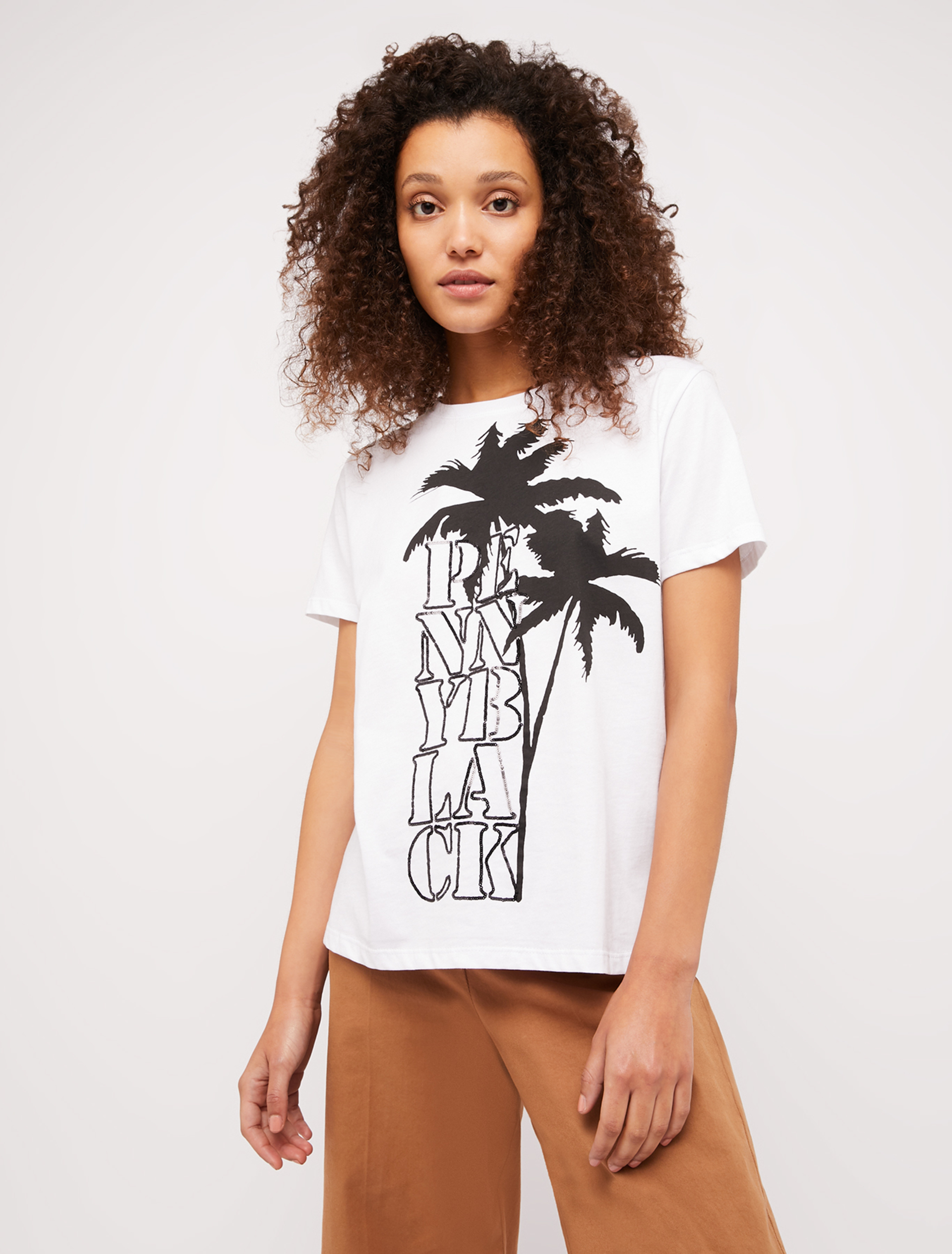 T-shirt con stampa e ricamo, bianco avorio - Pennyblack T-shirt con stampa e ricamo - bianco avorio - pennyblack