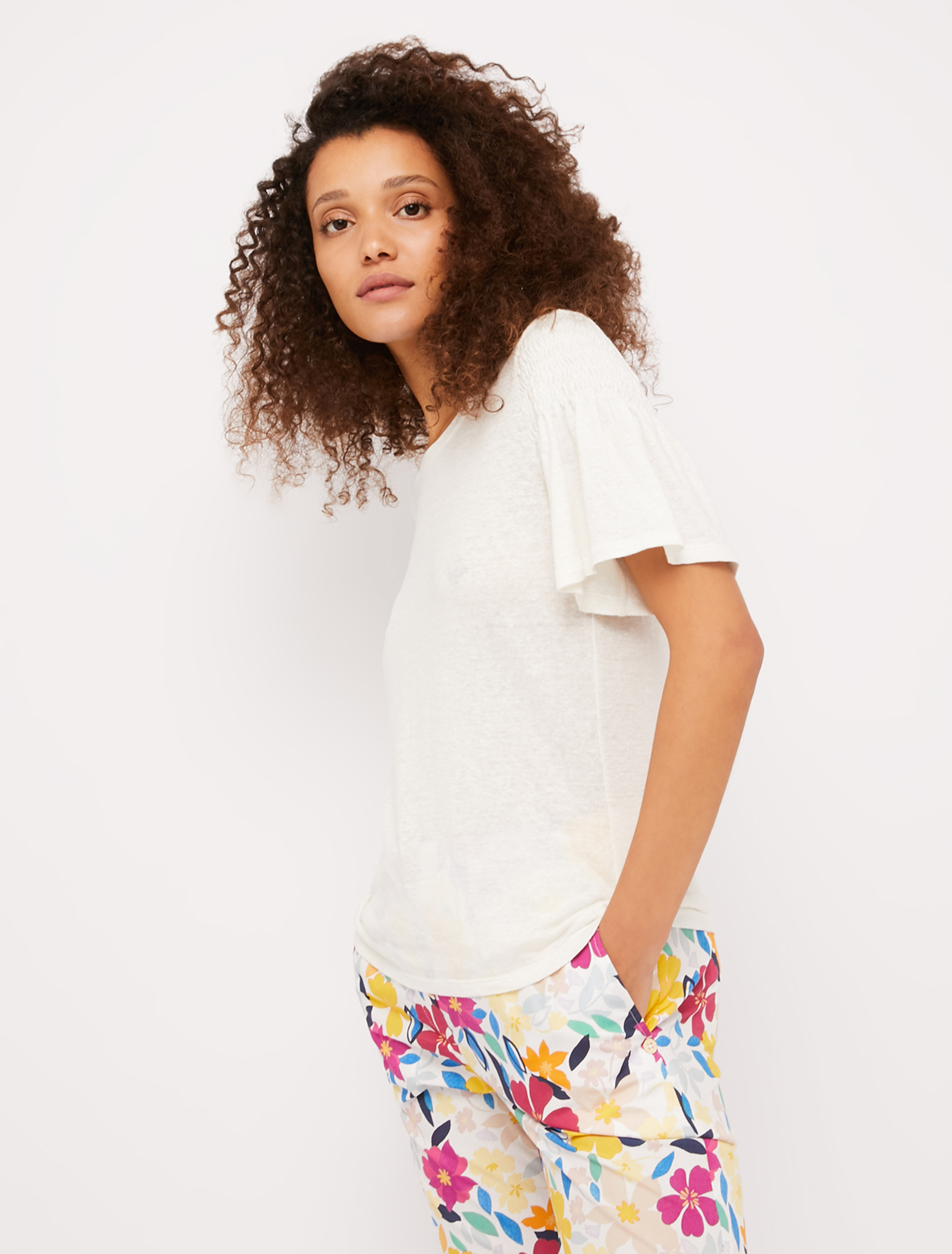 T-shirt in jersey di lino, bianco - Pennyblack T-shirt in jersey di lino - bianco - pennyblack