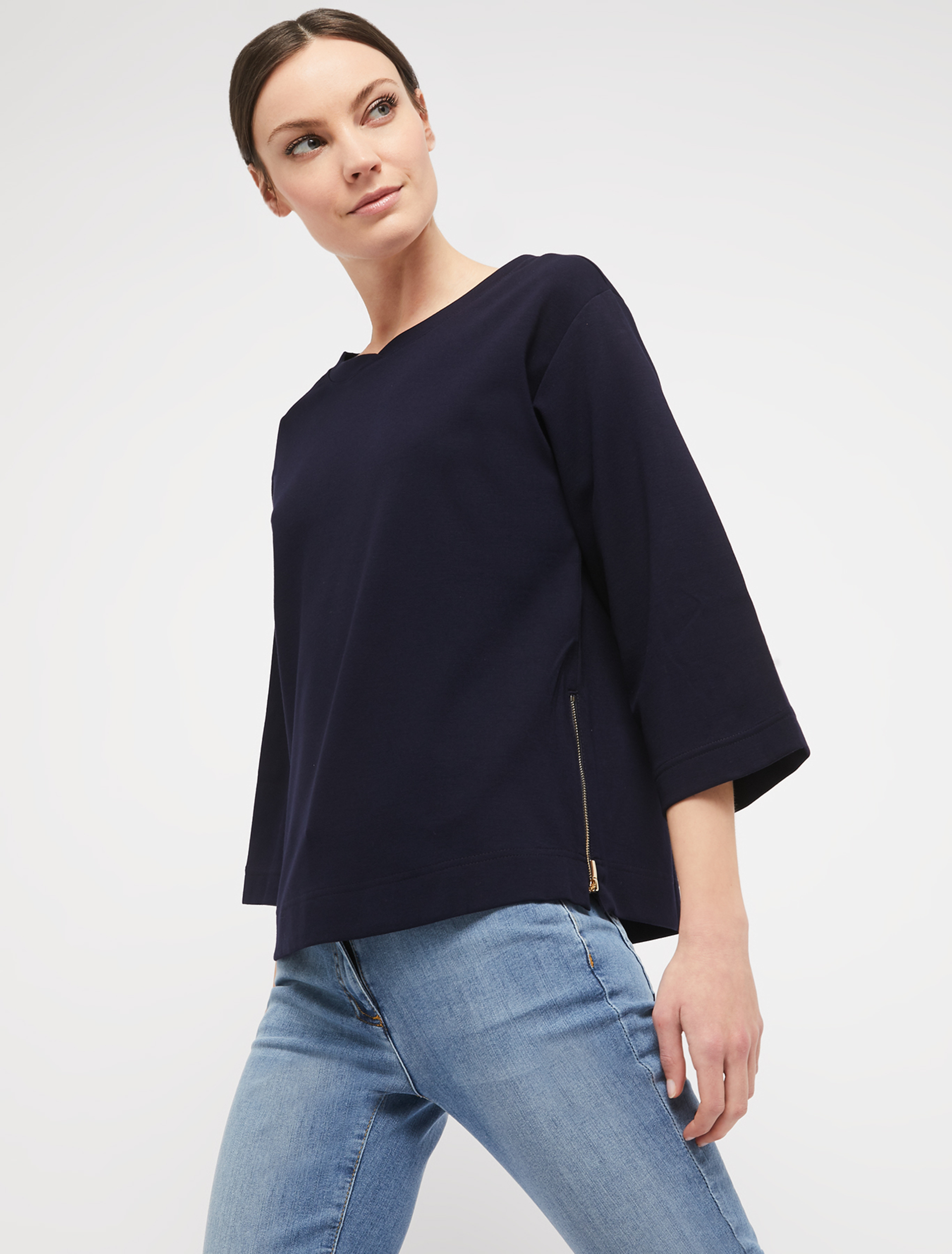 Sweatshirt with side zips, navy blue - Pennyblack Sweatshirt with side zips - navy blue - pennyblack