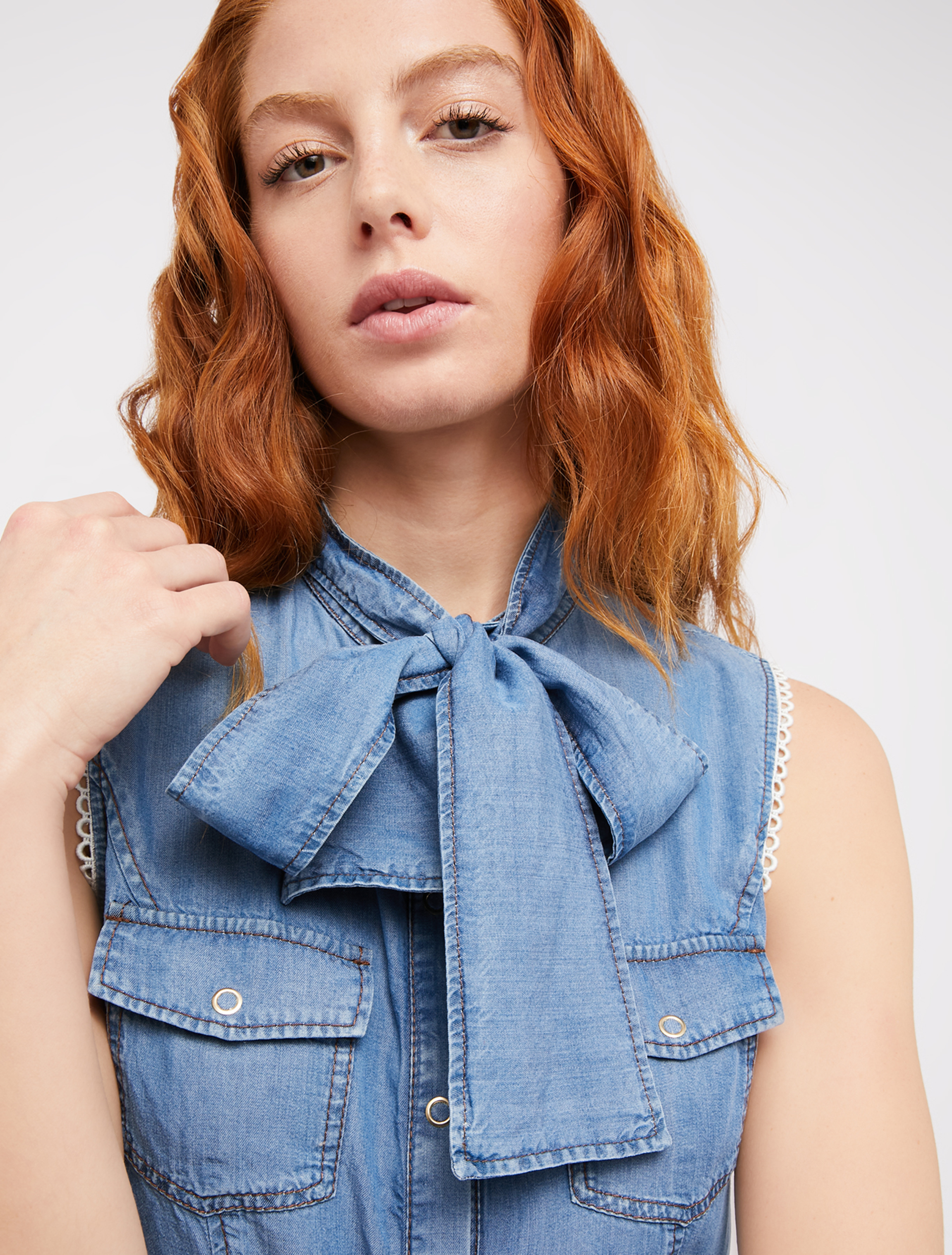 Sleeveless denim shirt, navy blue - Pennyblack Sleeveless denim shirt - navy blue - pennyblack