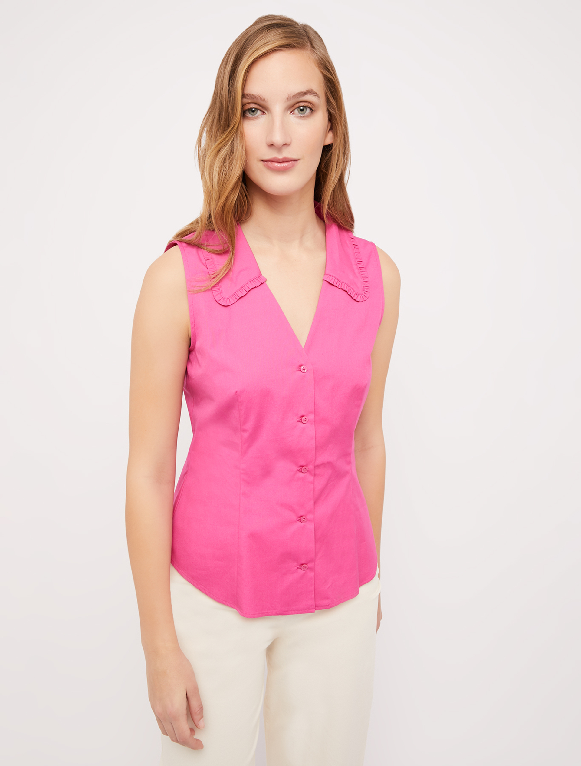 Sleeveless cotton shirt, fuchsia - Pennyblack Sleeveless cotton shirt - fuchsia - pennyblack