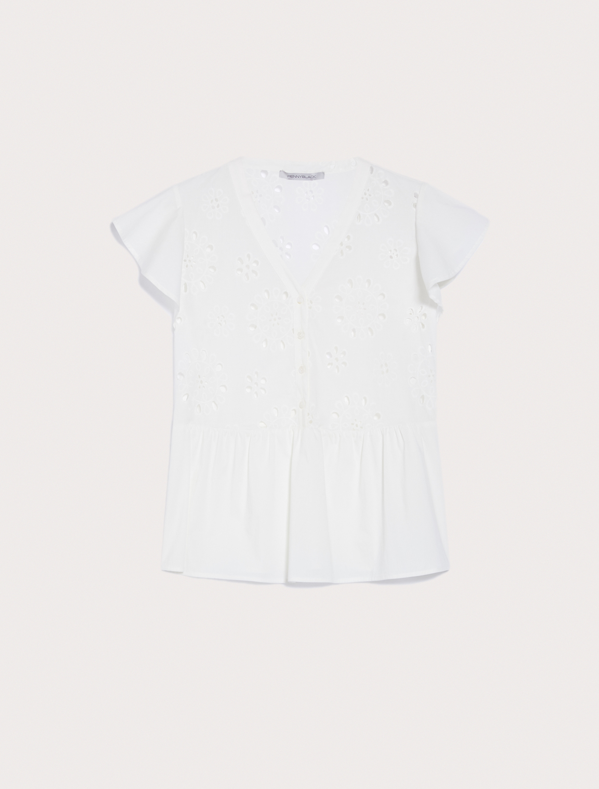 Broderie anglaise and poplin top, white - Pennyblack Broderie anglaise and poplin top - white - pennyblack