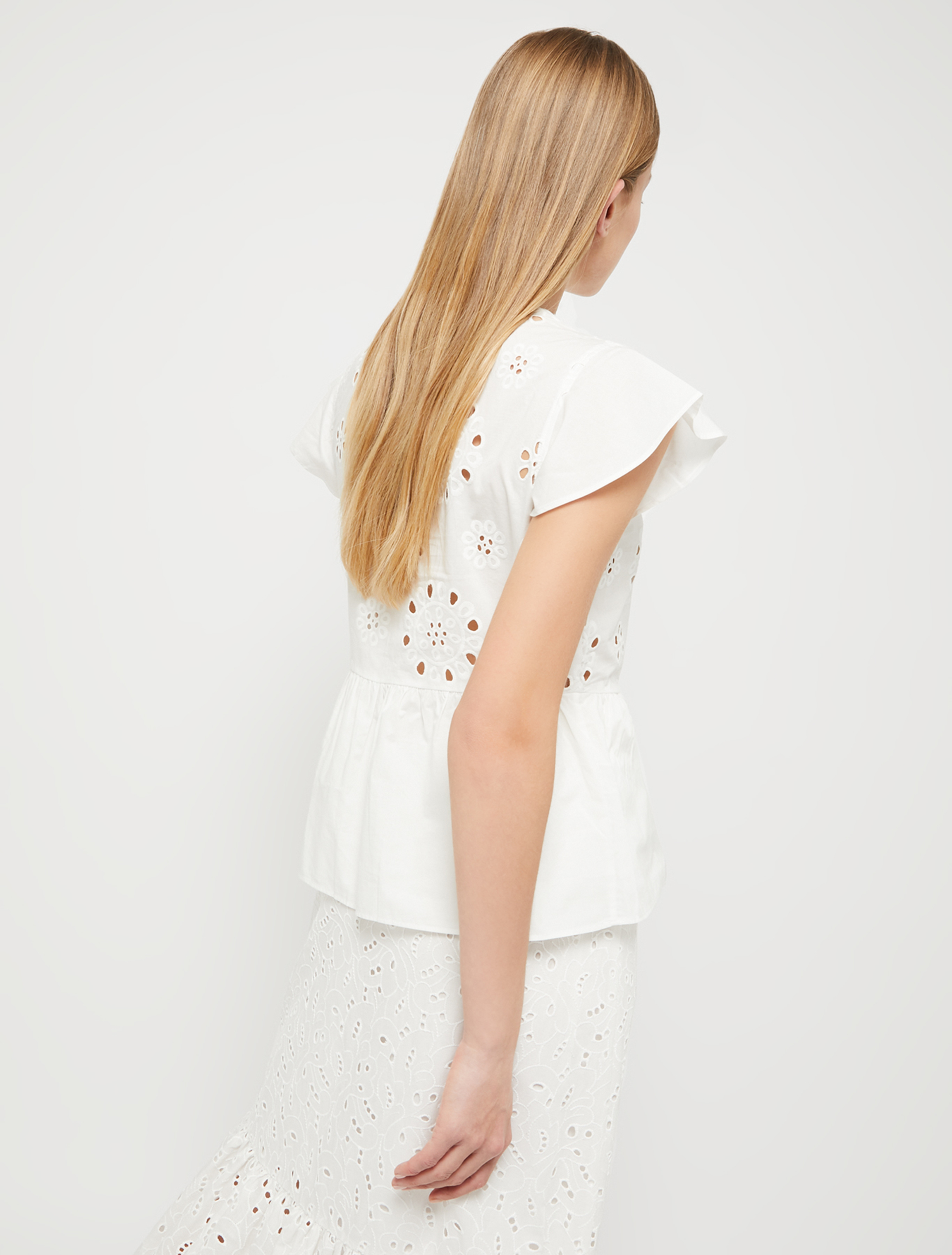 Broderie anglaise and poplin top, white - Pennyblack Broderie anglaise and poplin top - white - pennyblack