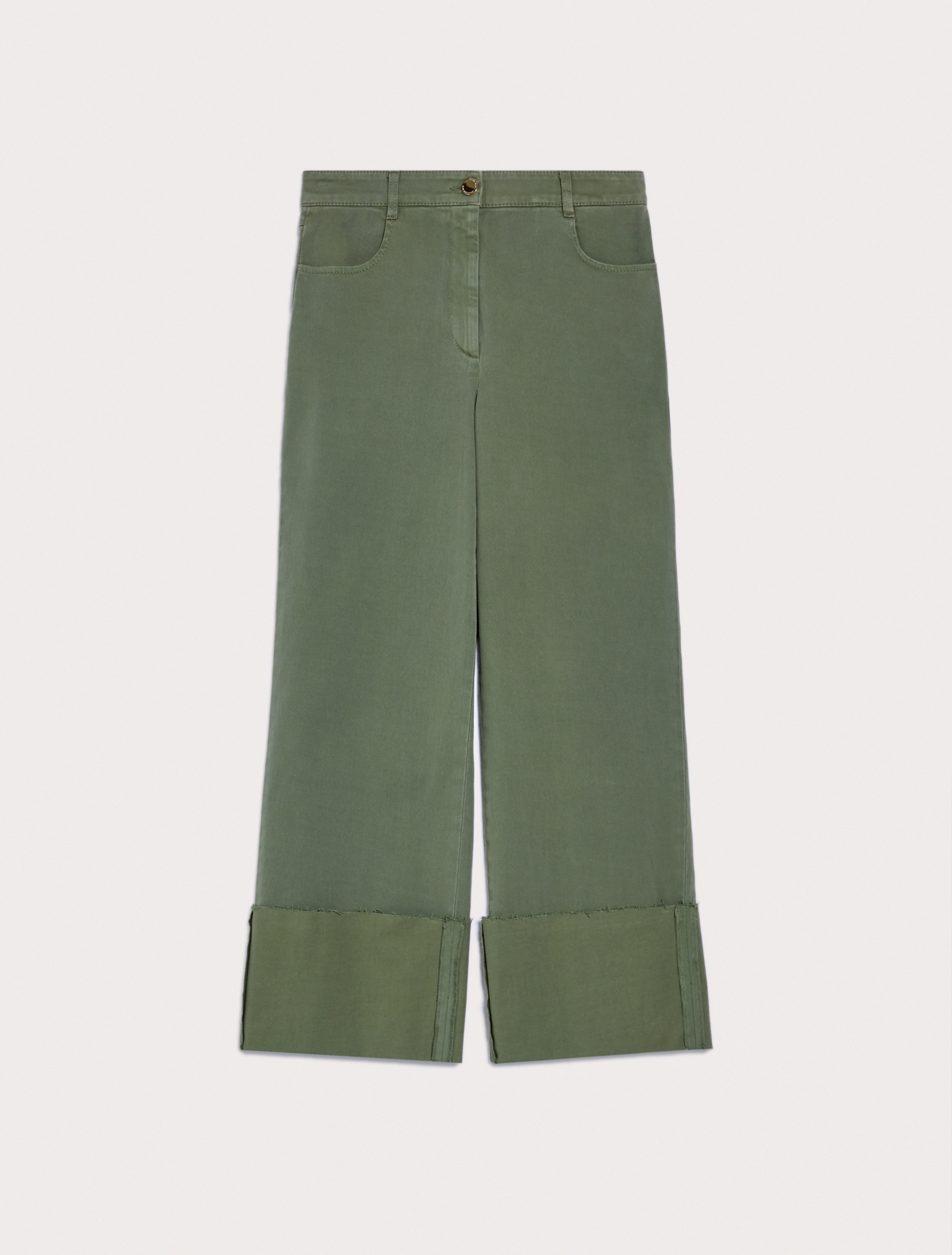 Trousers with turn-ups, khaki green - Pennyblack Trousers with turn-ups - khaki green - pennyblack