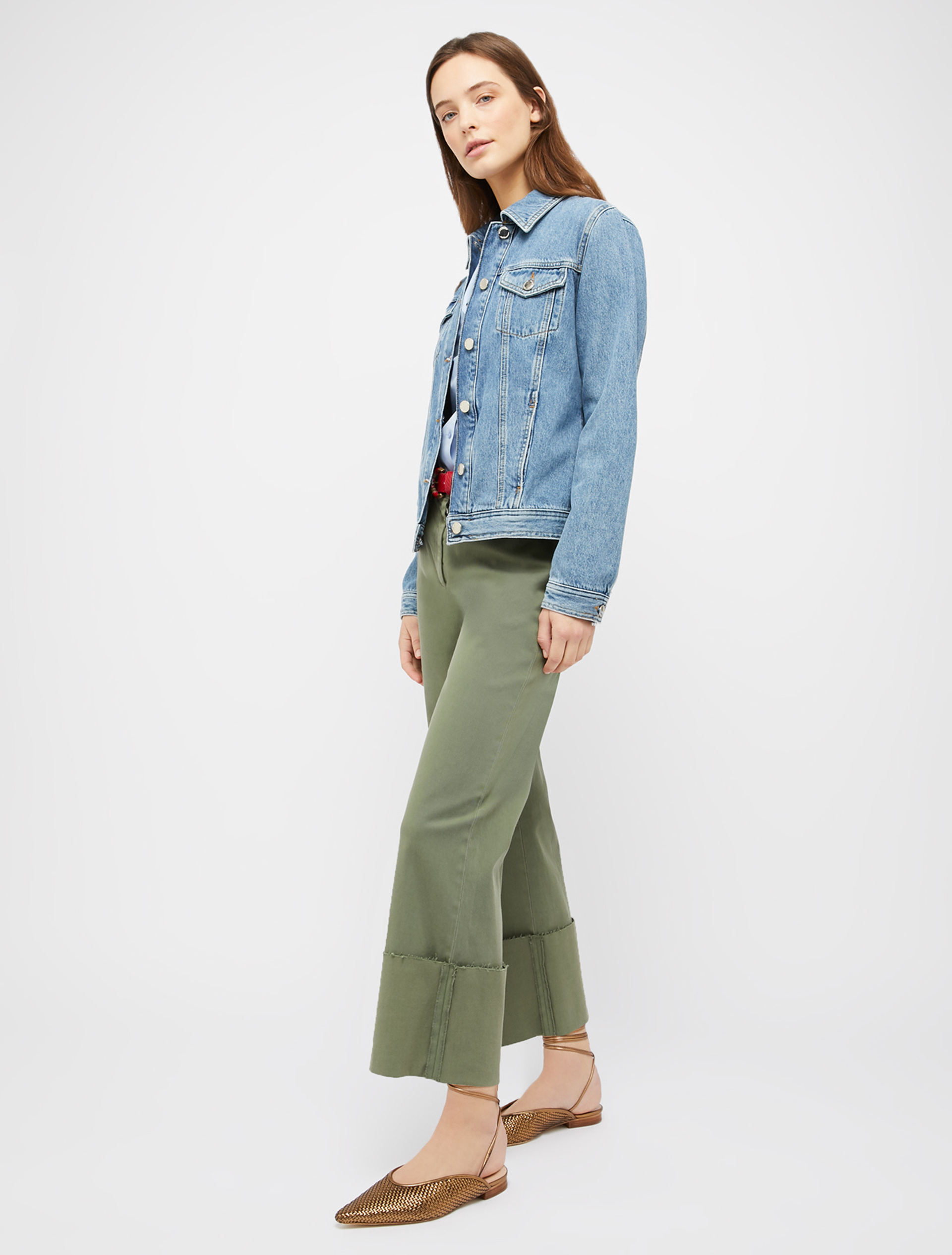 Trousers with turn-ups, khaki green - Pennyblack Trousers with turn-ups - khaki green - pennyblack