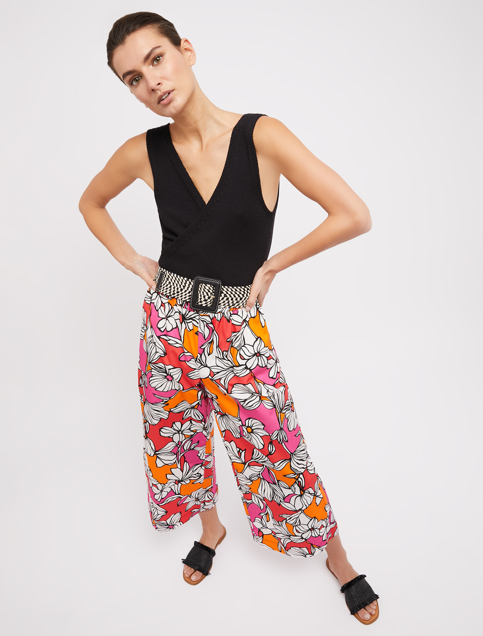 Cotton poplin trousers, burgundy pattern - Pennyblack Cotton poplin trousers - burgundy pattern - pennyblack