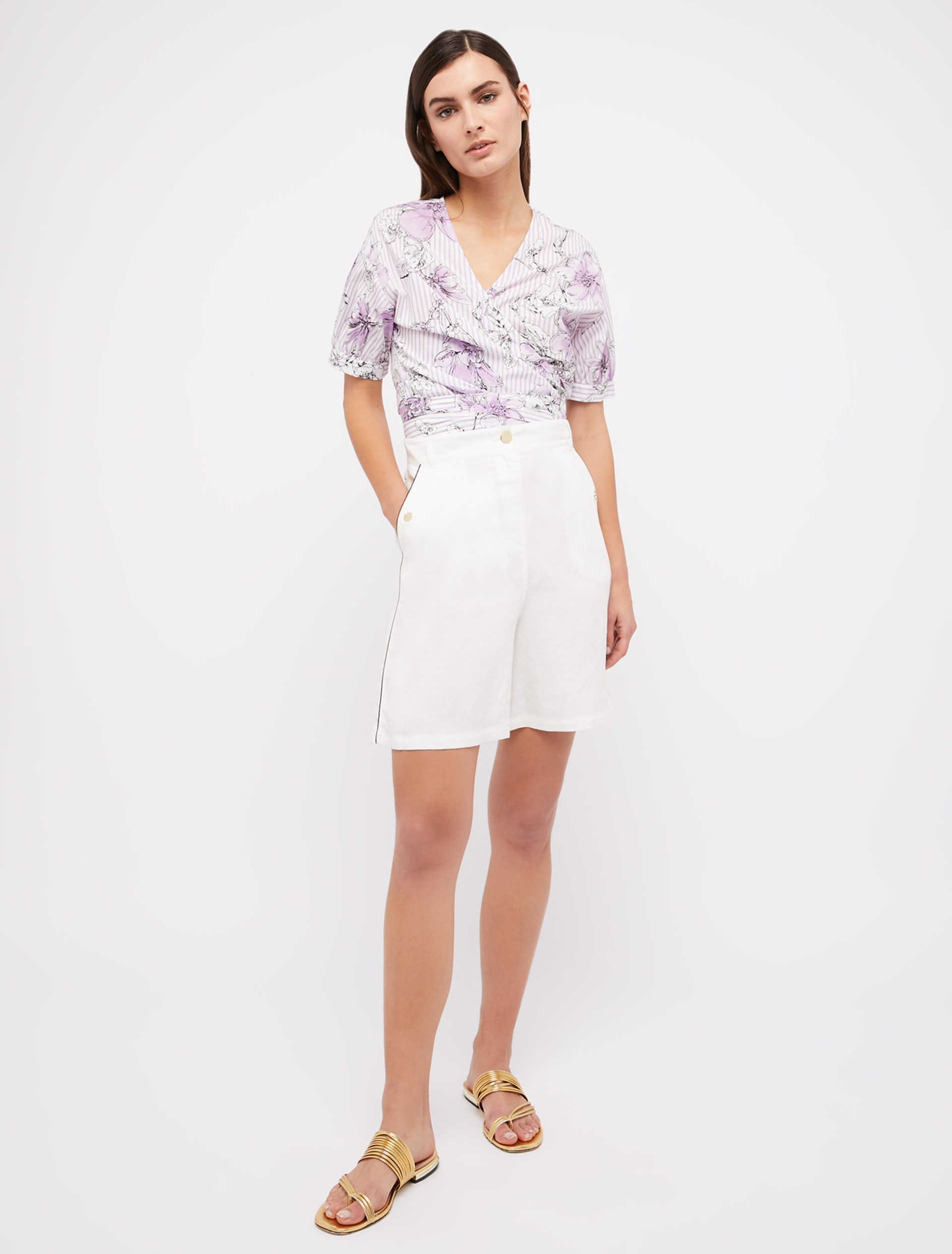 Linen-blend Bermuda shorts, white - Pennyblack Linen-blend Bermuda shorts - white - pennyblack