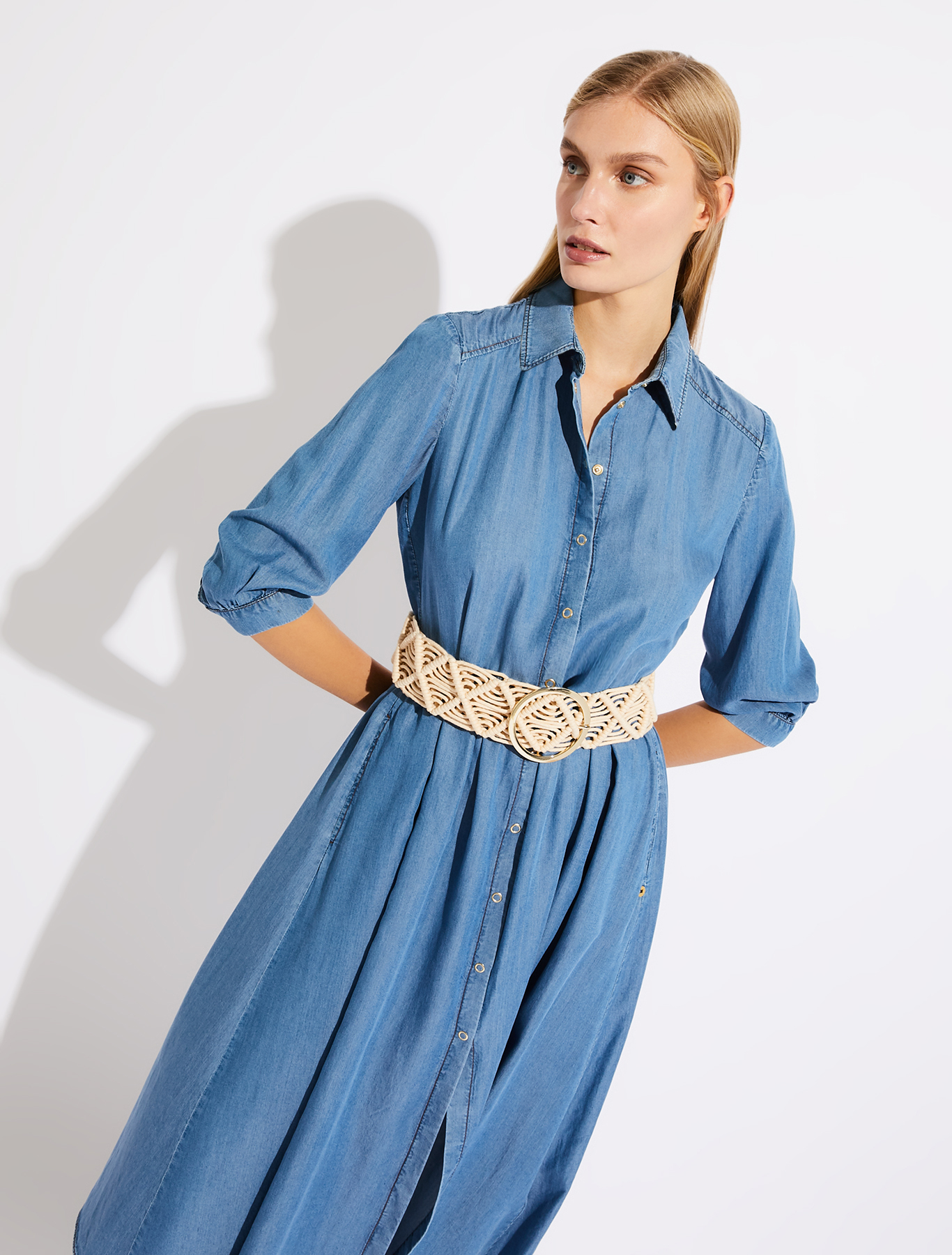 Flowing denim shirt dress, navy blue - Pennyblack Flowing denim shirt dress - navy blue - pennyblack