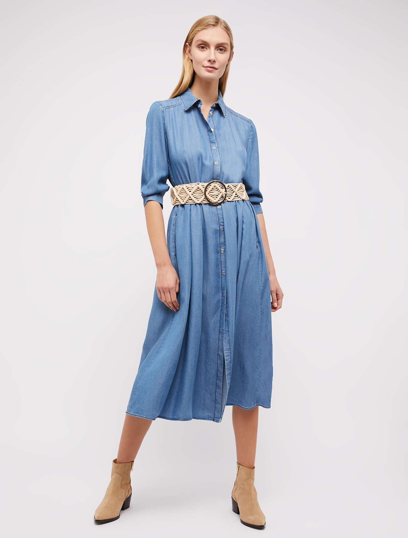 Flowing denim shirt dress, navy blue - Pennyblack Flowing denim shirt dress - navy blue - pennyblack