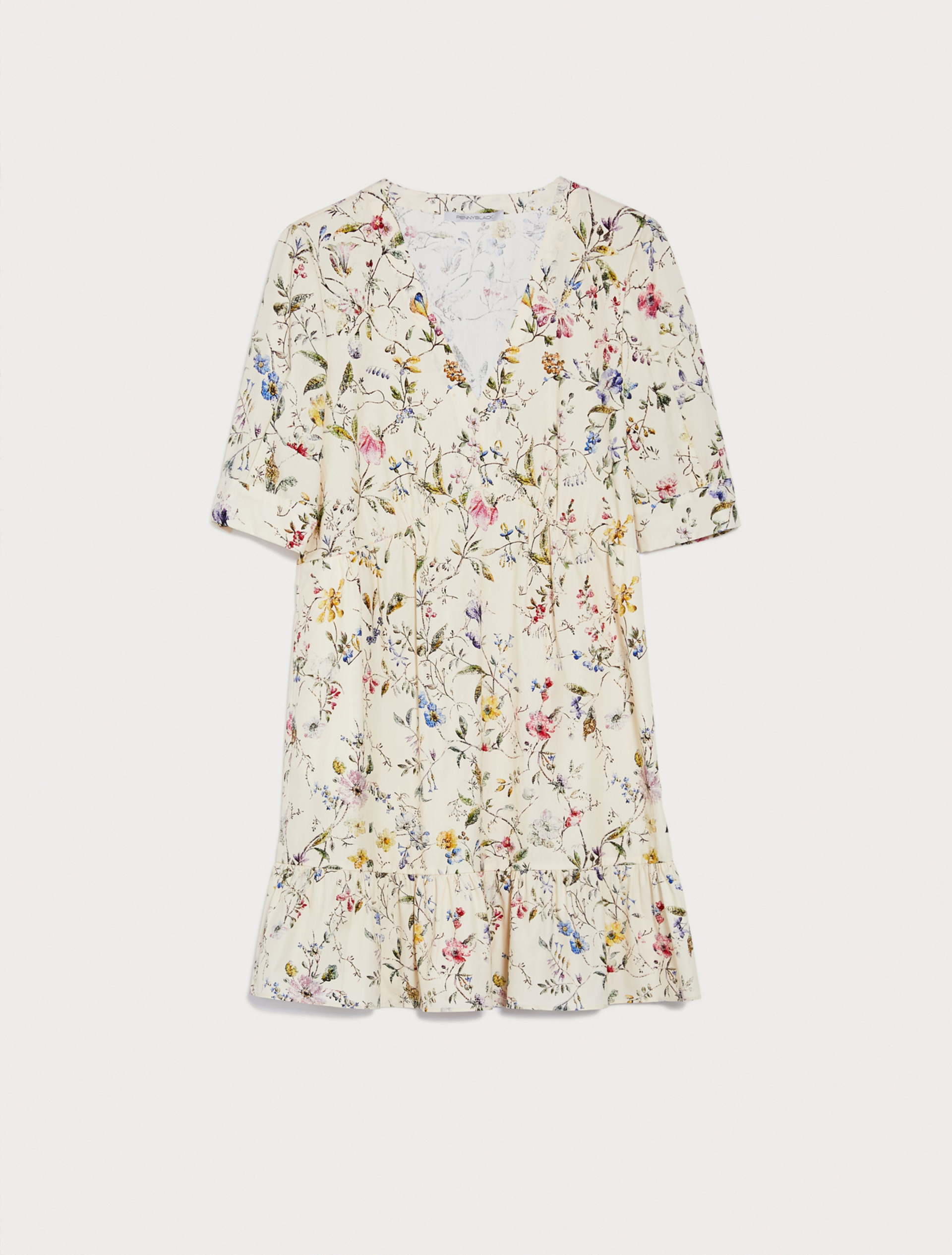 Cotton poplin dress, beige pattern - Pennyblack Cotton poplin dress - beige pattern - pennyblack