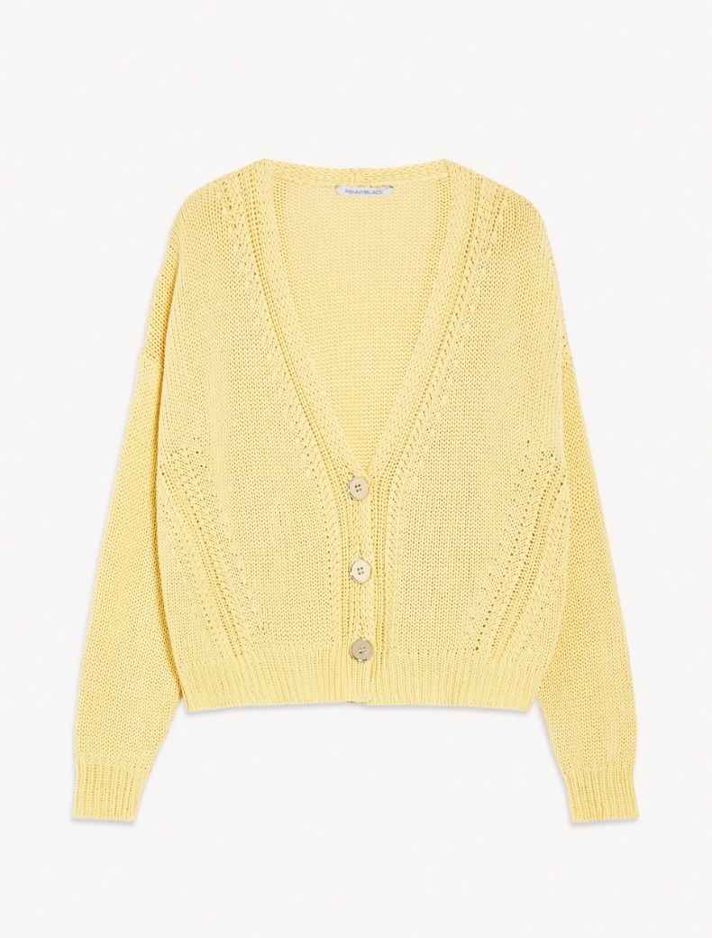 Cardigan in filo di cotone, limone - Pennyblack