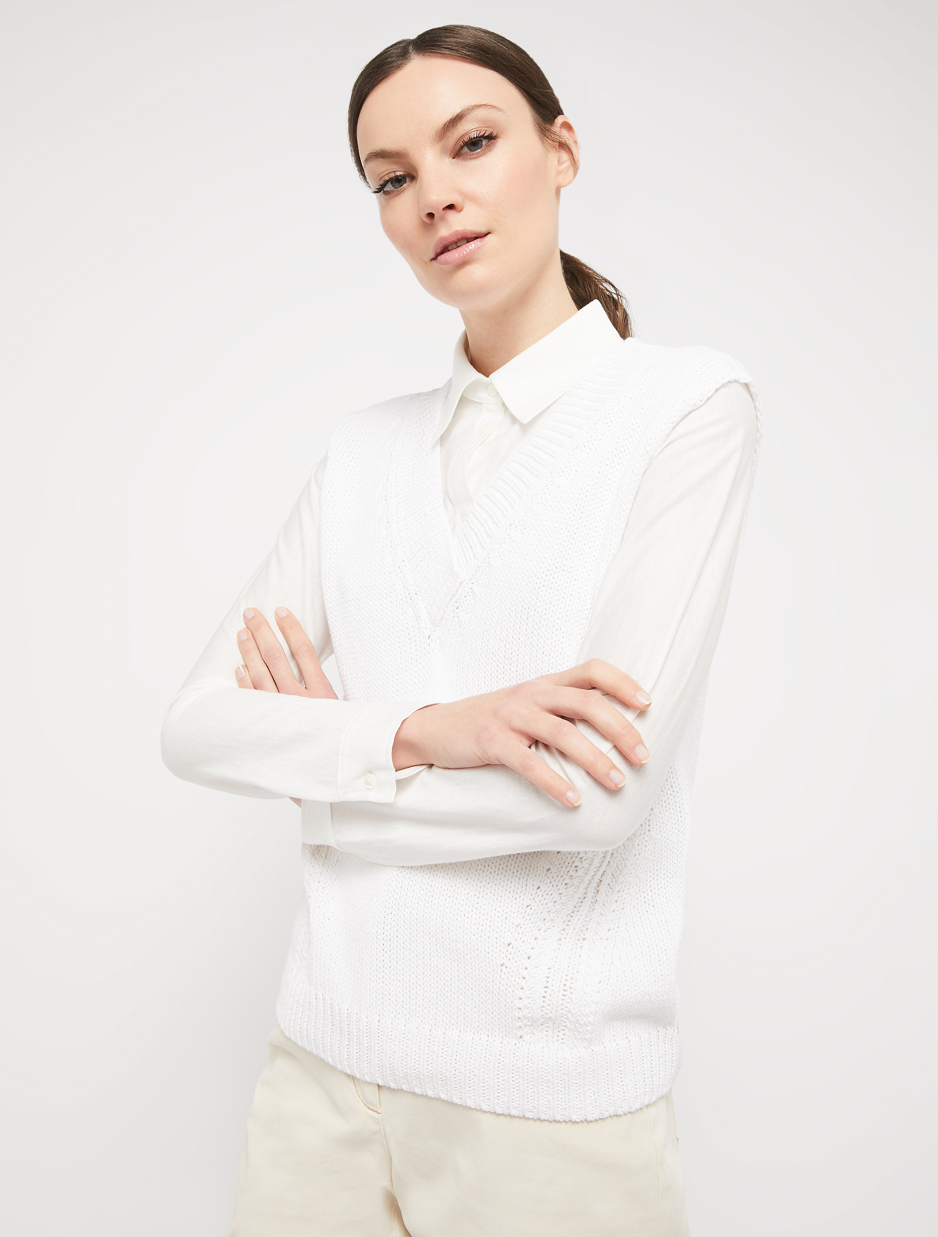 Cotton-yarn gilet, ivory - Pennyblack Cotton-yarn gilet - ivory - pennyblack