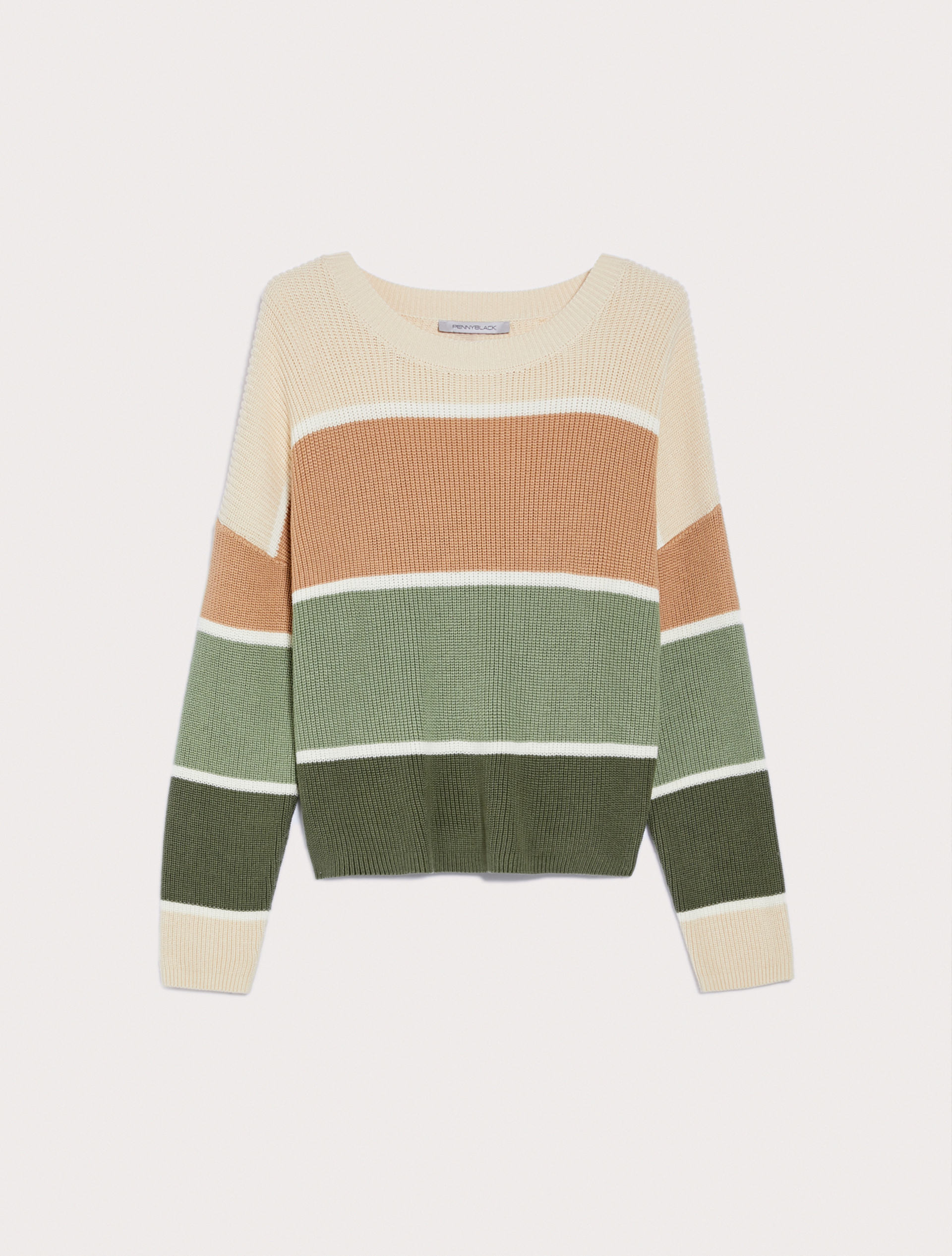 Colour-block cotton jumper, olive green pattern - Pennyblack Colour-block cotton jumper - olive green pattern - pennyblack