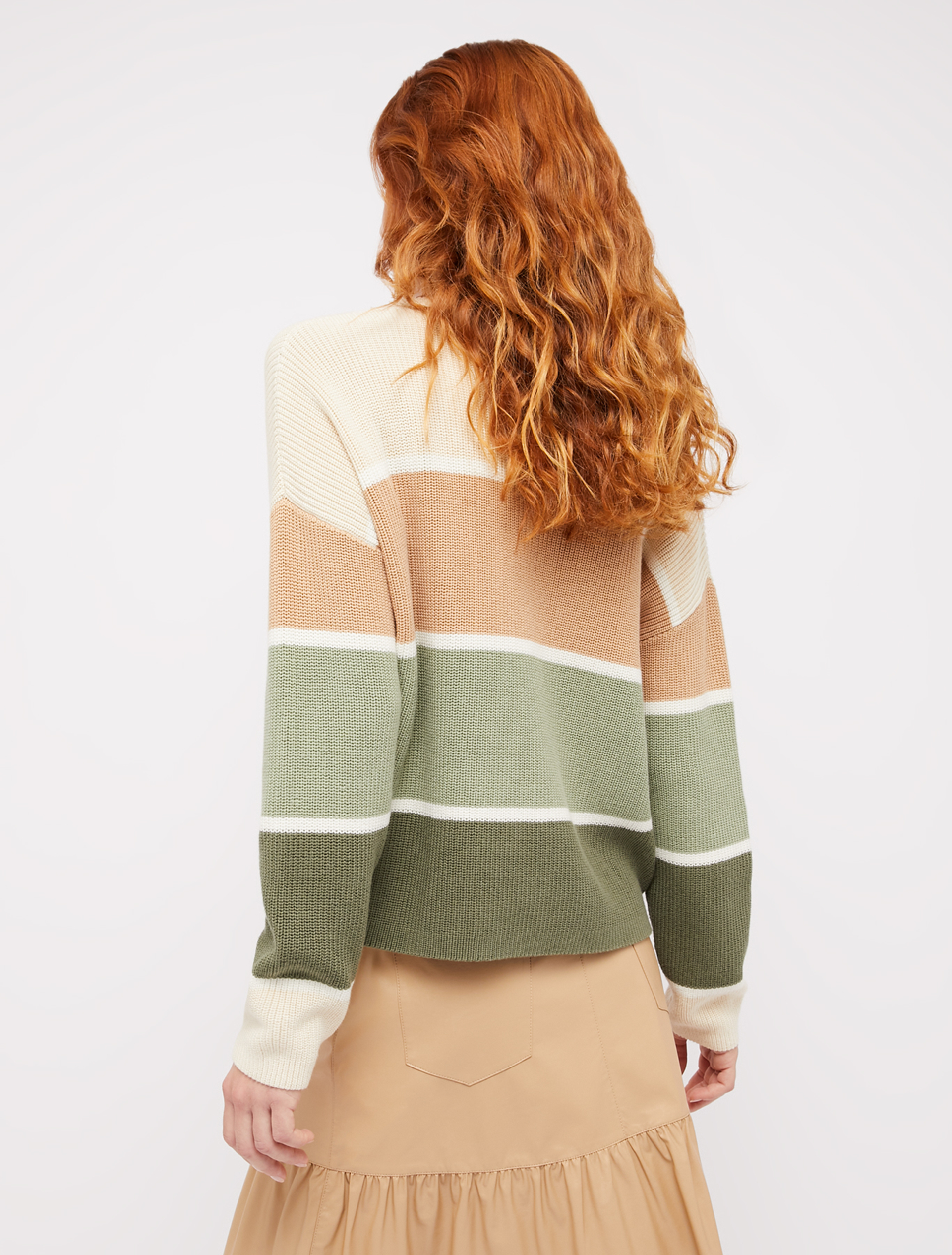 Colour-block cotton jumper, olive green pattern - Pennyblack Colour-block cotton jumper - olive green pattern - pennyblack