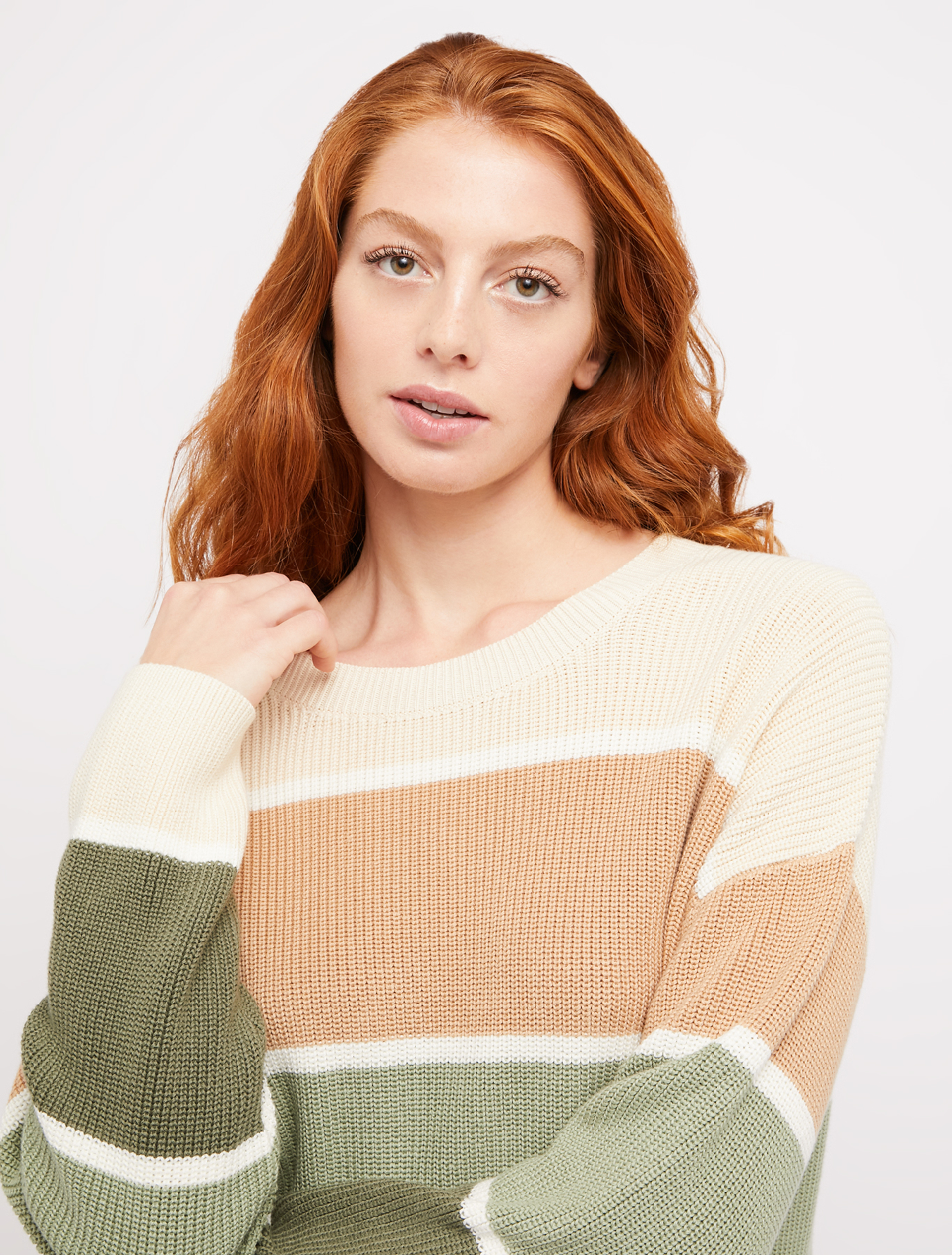 Colour-block cotton jumper, olive green pattern - Pennyblack Colour-block cotton jumper - olive green pattern - pennyblack
