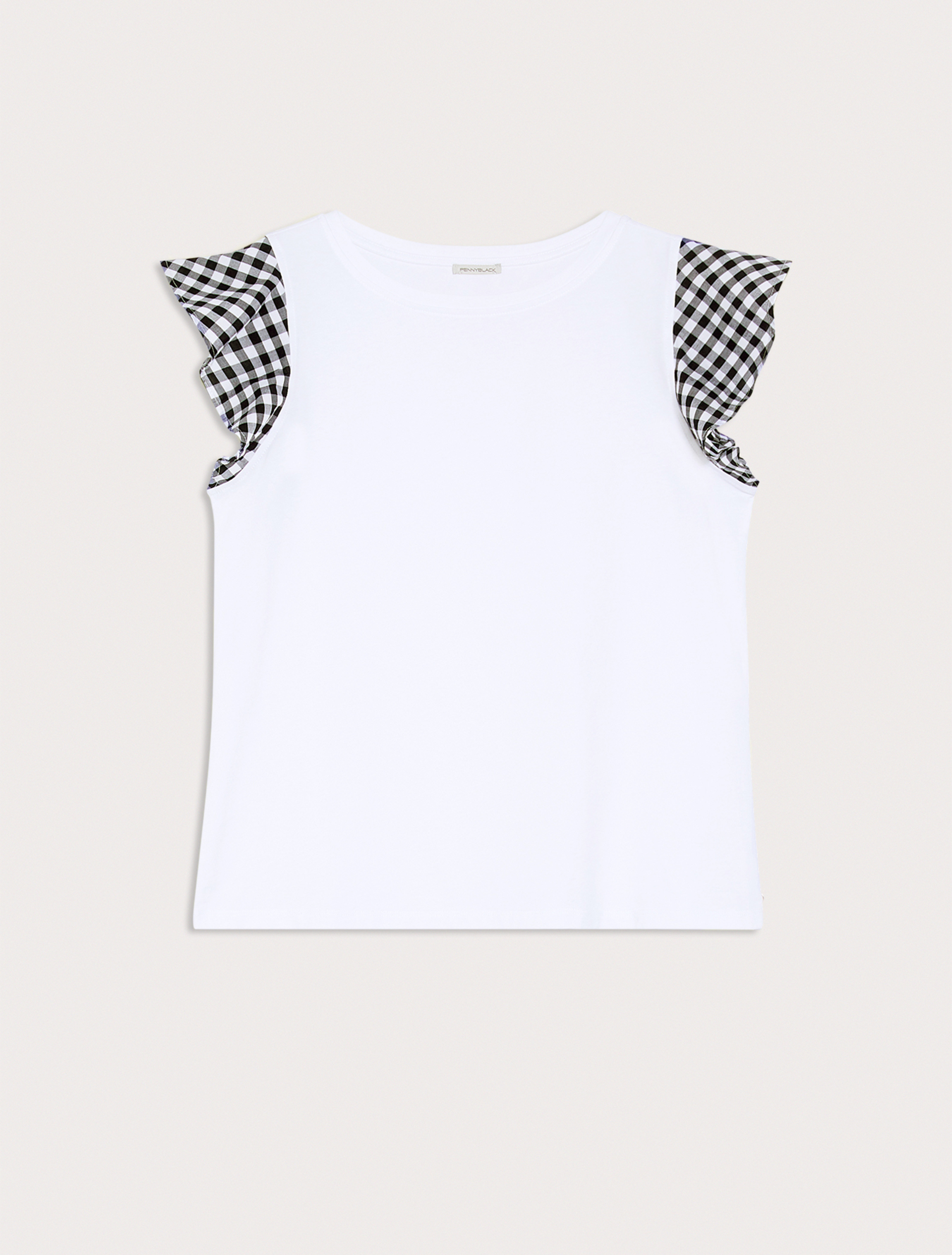 T-shirt con quadretti Vichy, bianco - Pennyblack T-shirt con quadretti Vichy - bianco - pennyblack