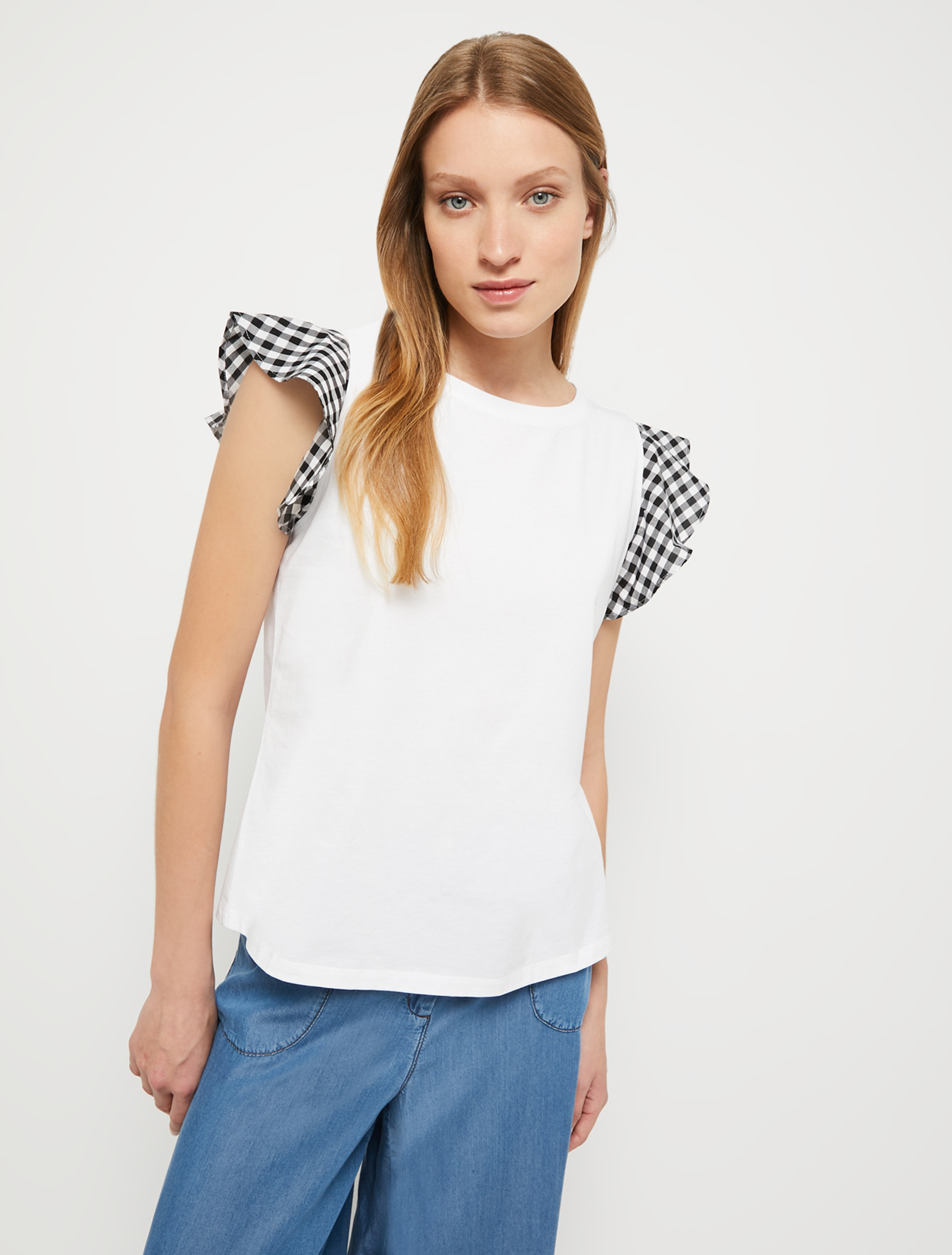 T-shirt con quadretti Vichy, bianco - Pennyblack T-shirt con quadretti Vichy - bianco - pennyblack