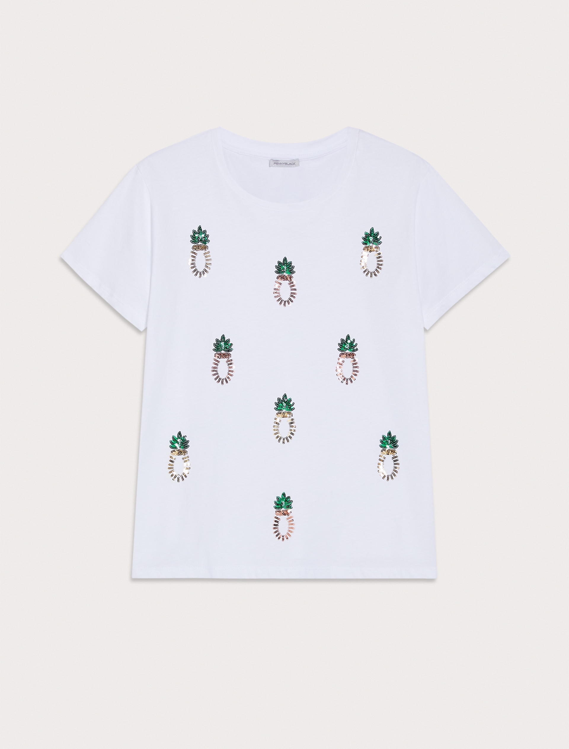 T-shirt with sequin embroidery, white - Pennyblack T-shirt with sequin embroidery - white - pennyblack