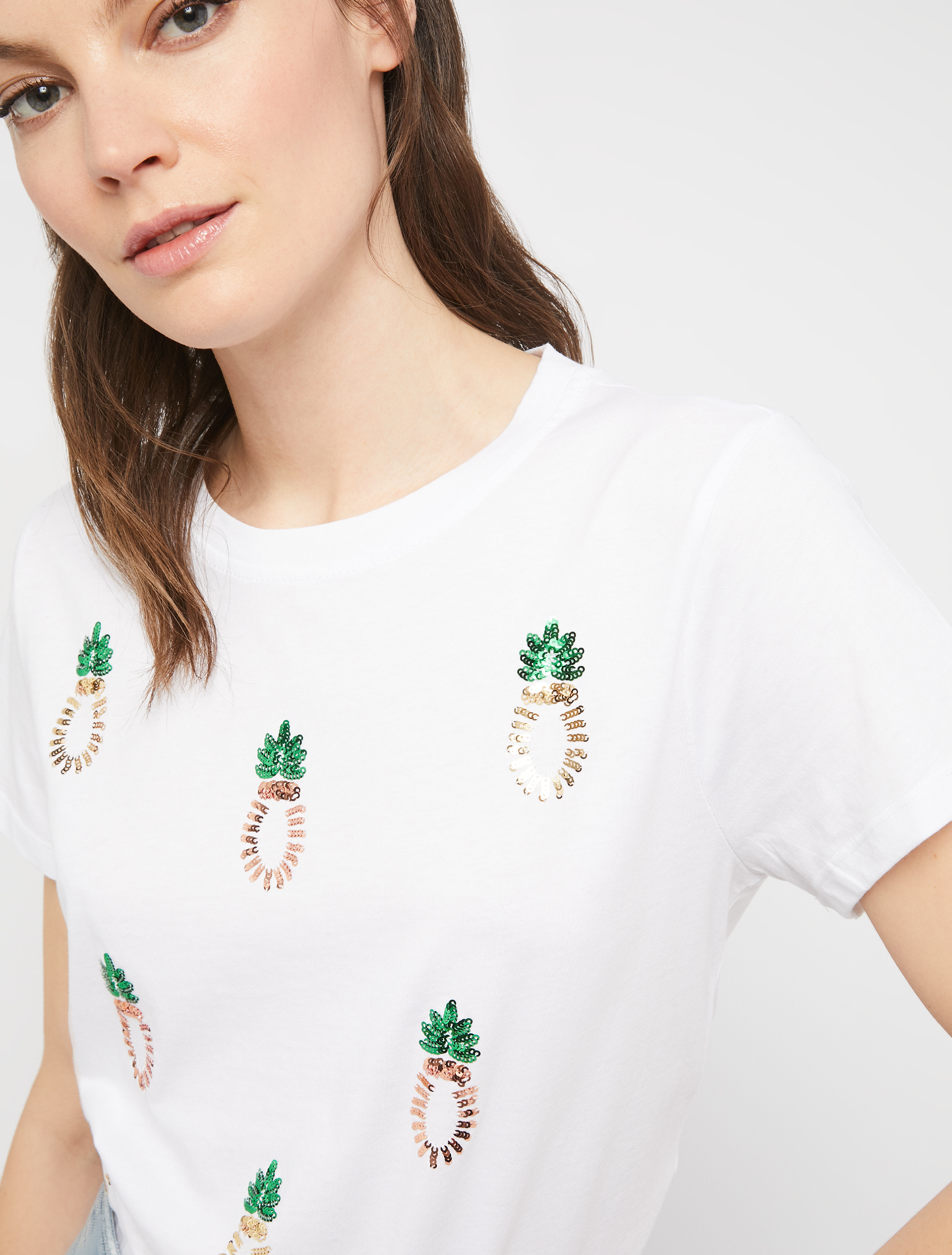 T-shirt with sequin embroidery, white - Pennyblack T-shirt with sequin embroidery - white - pennyblack