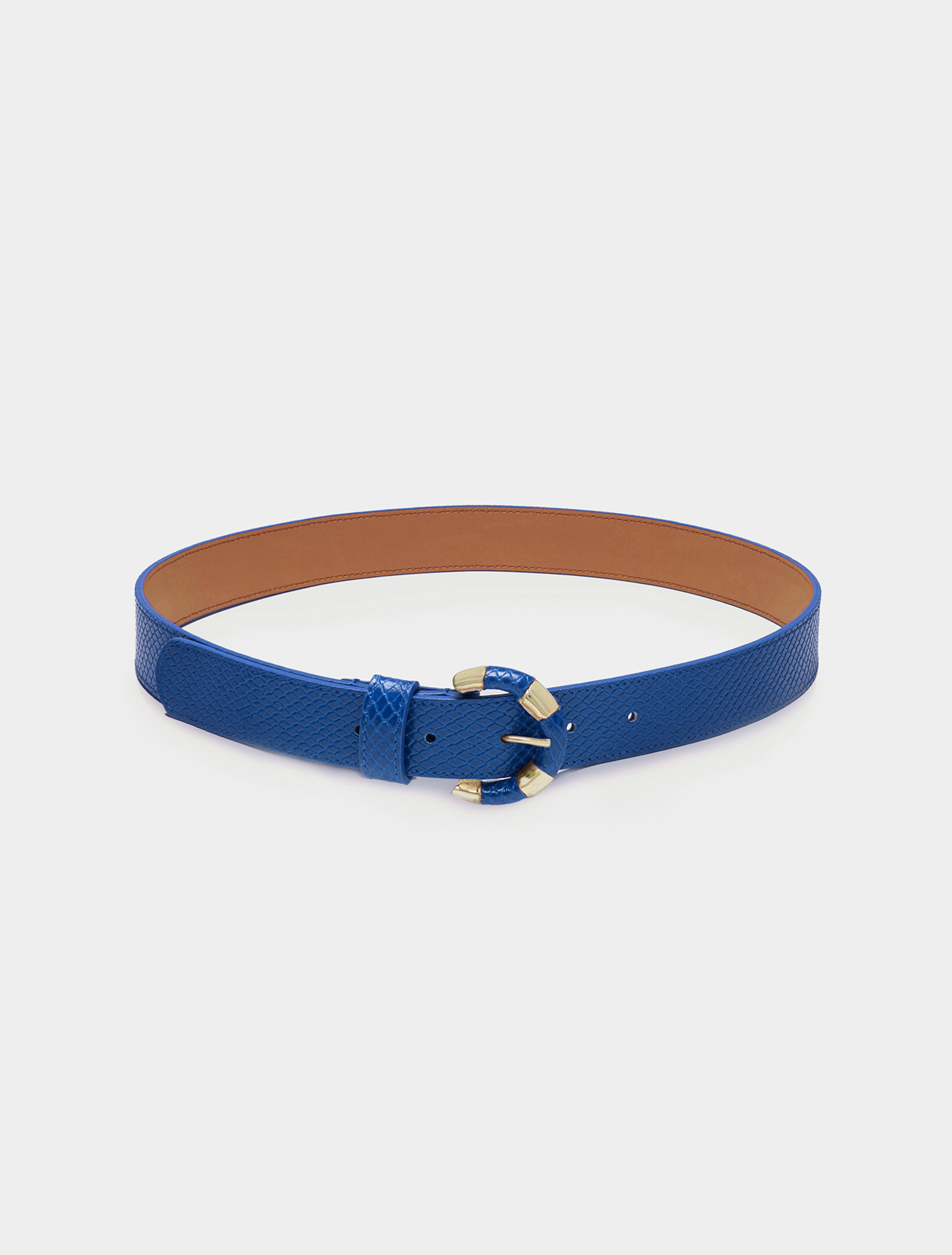 Python-print leather belt, navy blue - Pennyblack Python-print leather belt - navy blue - pennyblack