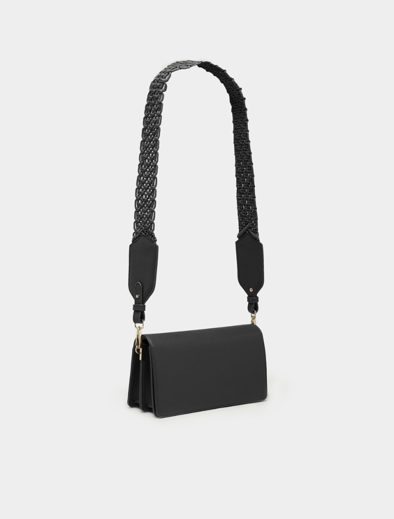 Borsa con tracolla in macramè, nero - Pennyblack