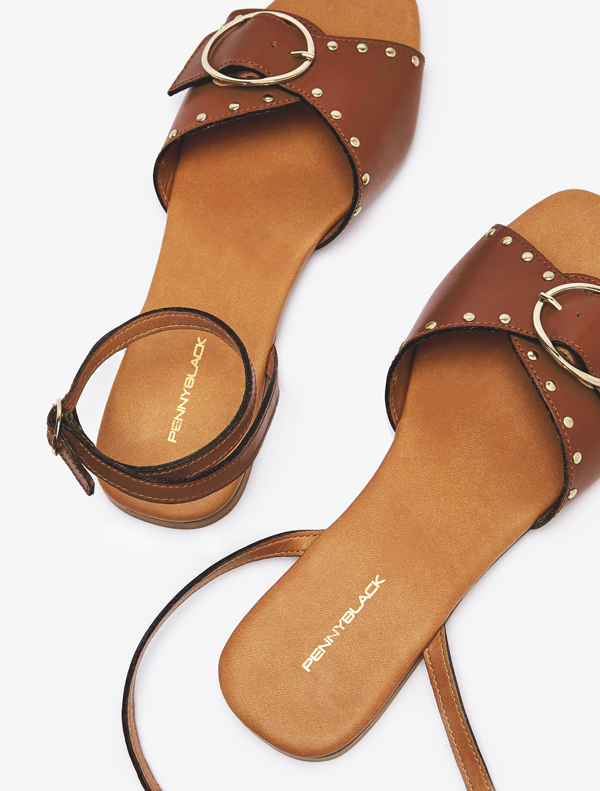 Sandali in pelle con borchie, cuoio - Pennyblack Sandali in pelle con borchie - cuoio - pennyblack