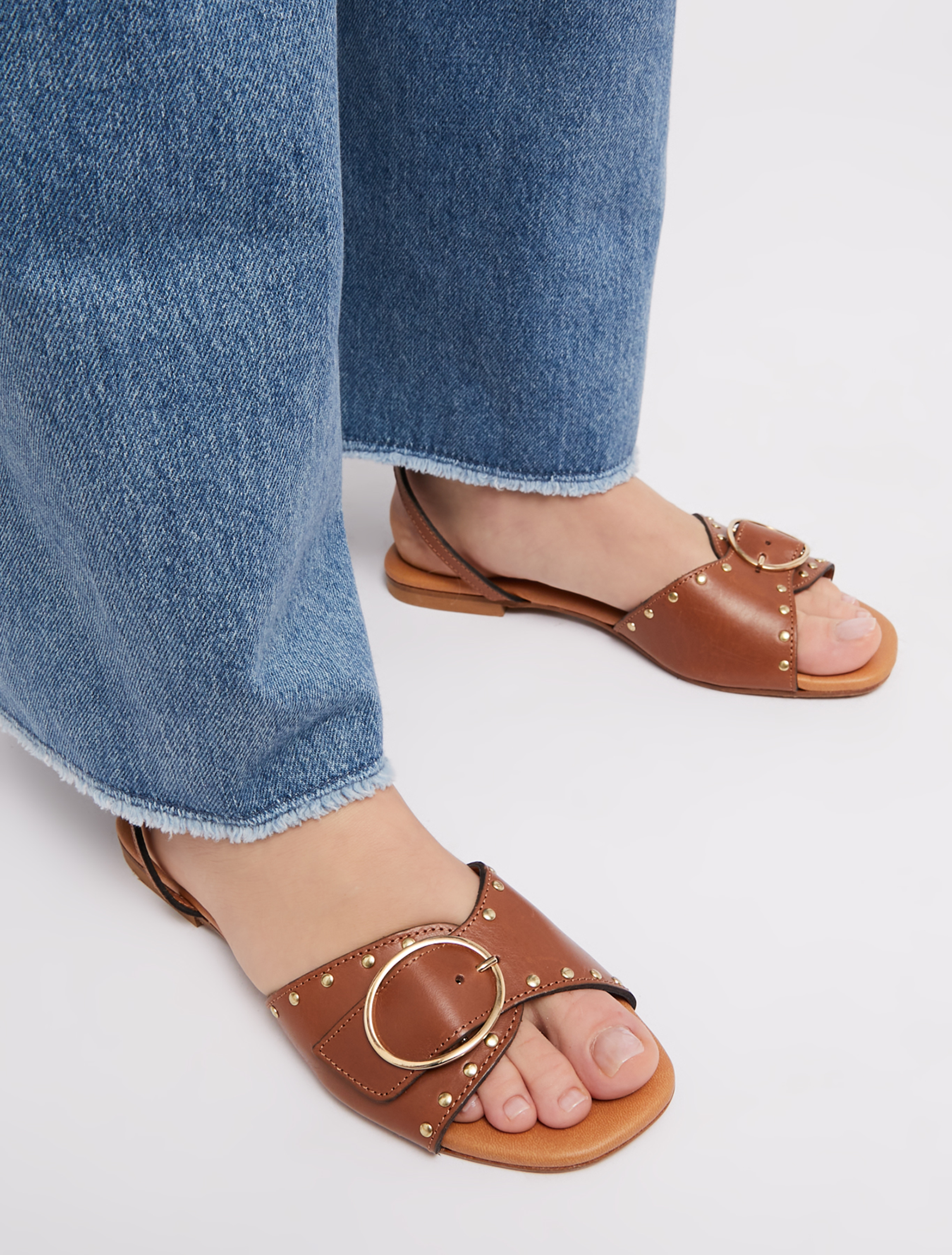 Sandali in pelle con borchie, cuoio - Pennyblack Sandali in pelle con borchie - cuoio - pennyblack
