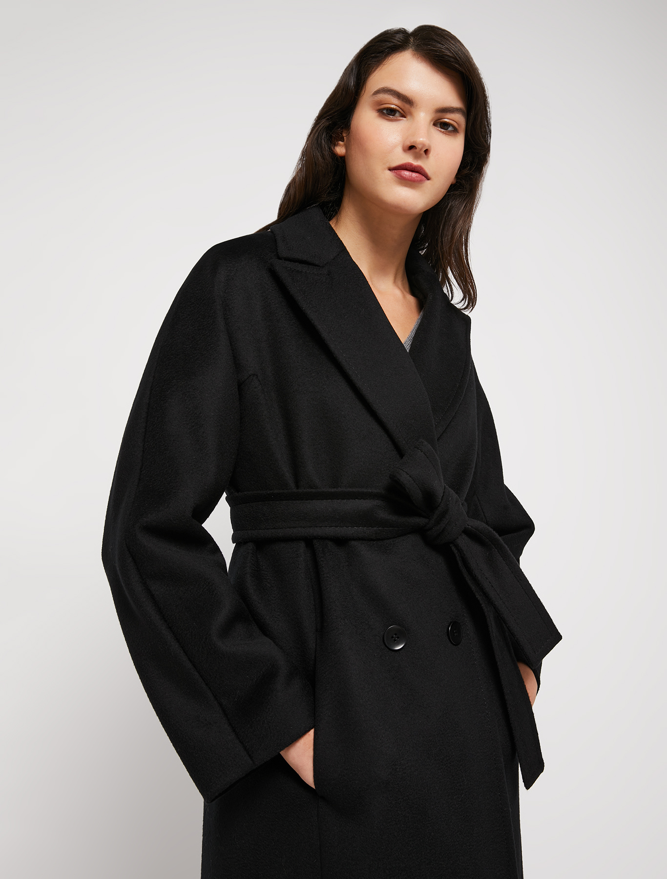 Wool drap midi coat, black | Pennyblack Wool drap midi coat - black - pennyblack