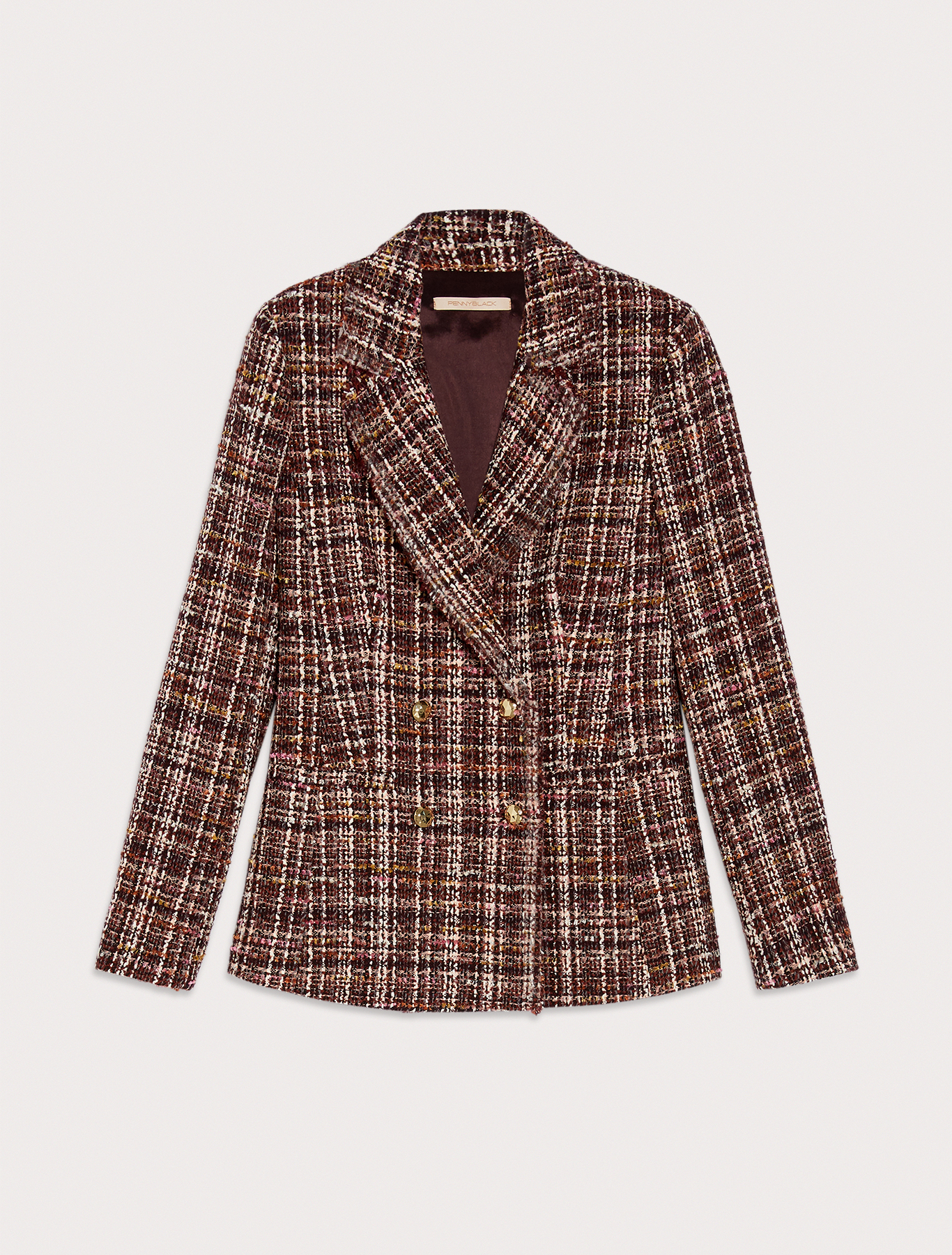 Double-breasted basketweave blazer, brown pattern - Pennyblack Double-breasted basketweave blazer - brown pattern - pennyblack