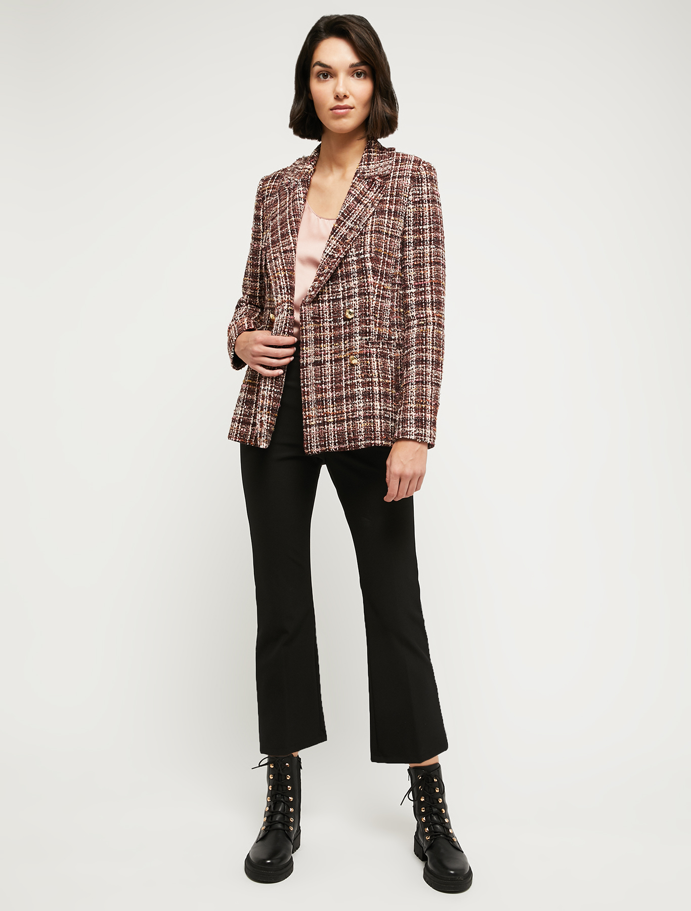 Double-breasted basketweave blazer, brown pattern - Pennyblack Double-breasted basketweave blazer - brown pattern - pennyblack