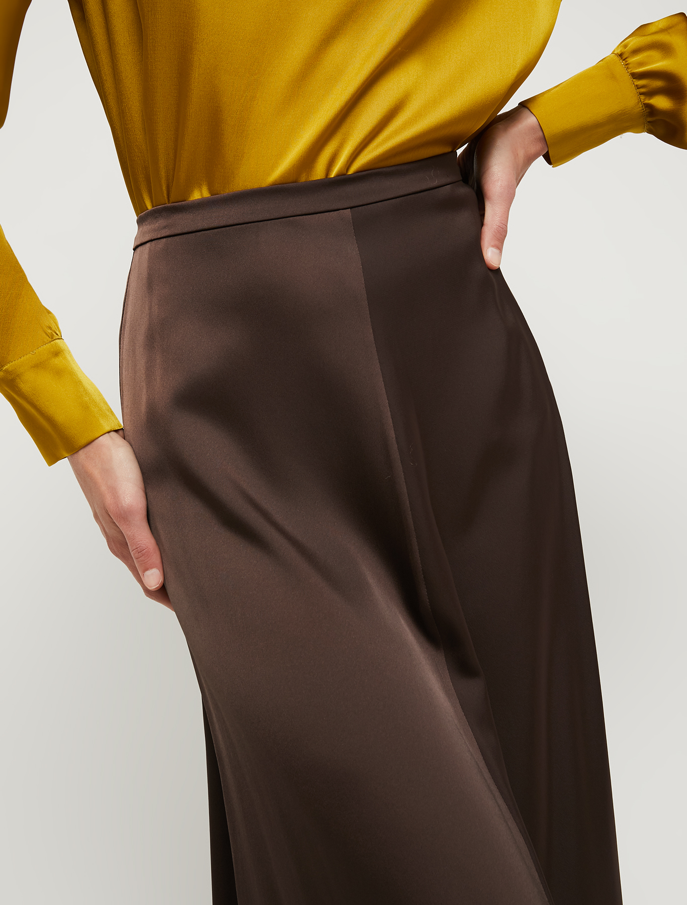 Envers-satin midi skirt, dark brown | Pennyblack Envers-satin midi skirt - dark brown - pennyblack