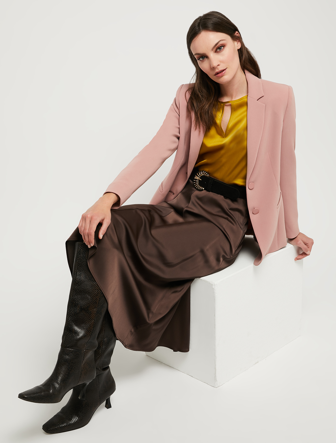 Envers-satin midi skirt, dark brown | Pennyblack Envers-satin midi skirt - dark brown - pennyblack