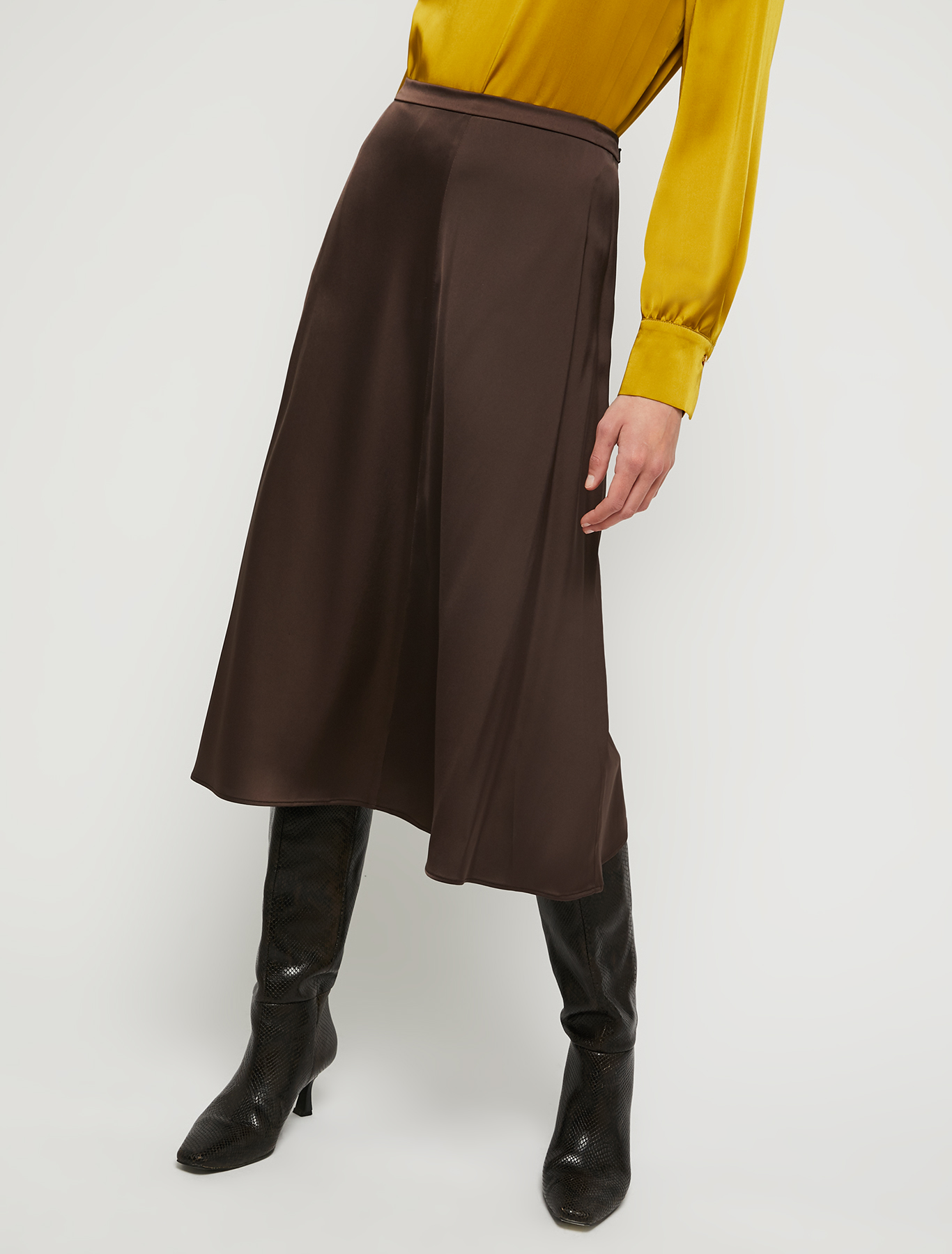 Envers-satin midi skirt, dark brown | Pennyblack Envers-satin midi skirt - dark brown - pennyblack