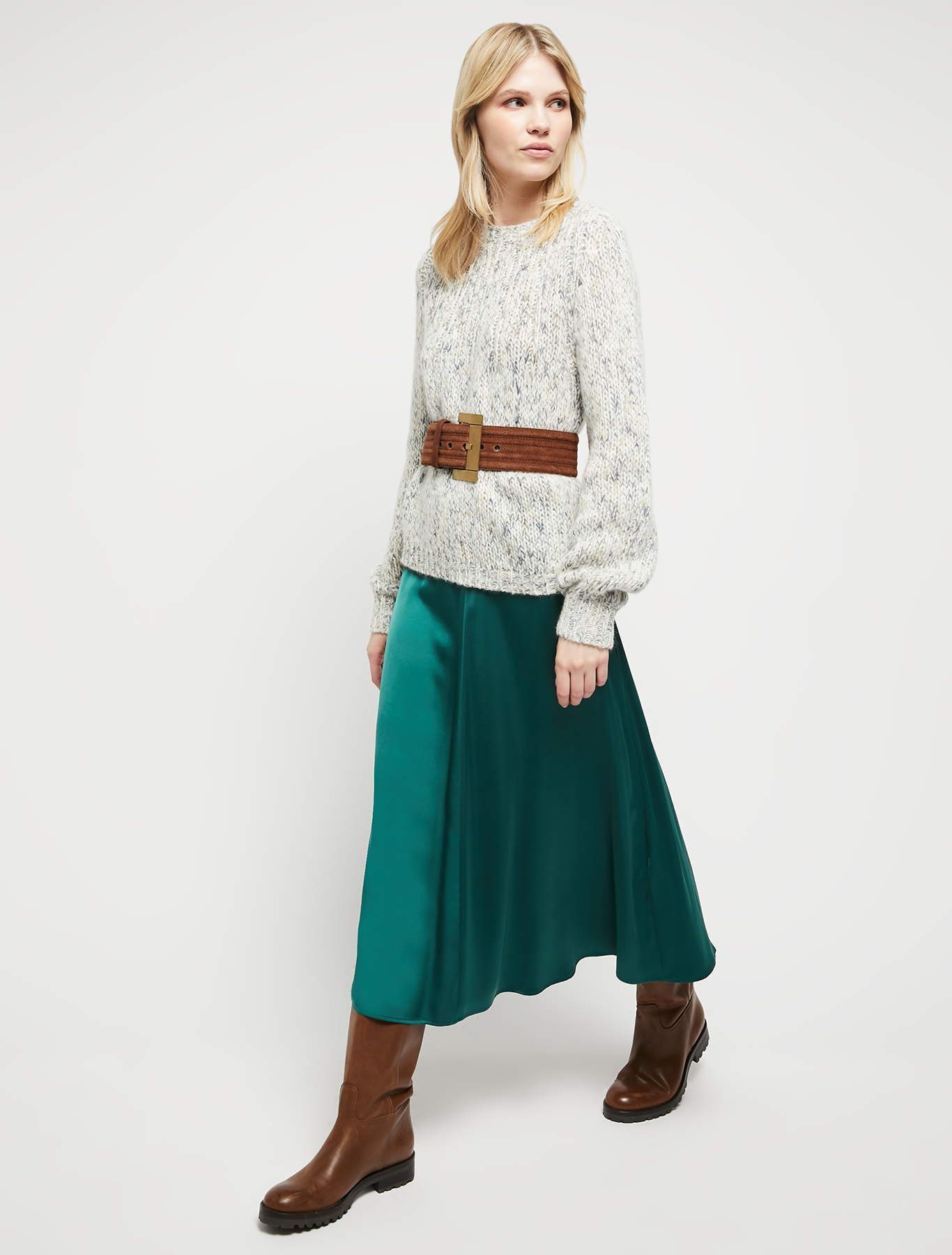 Envers-satin midi skirt, dark green | Pennyblack Envers-satin midi skirt - dark green - pennyblack