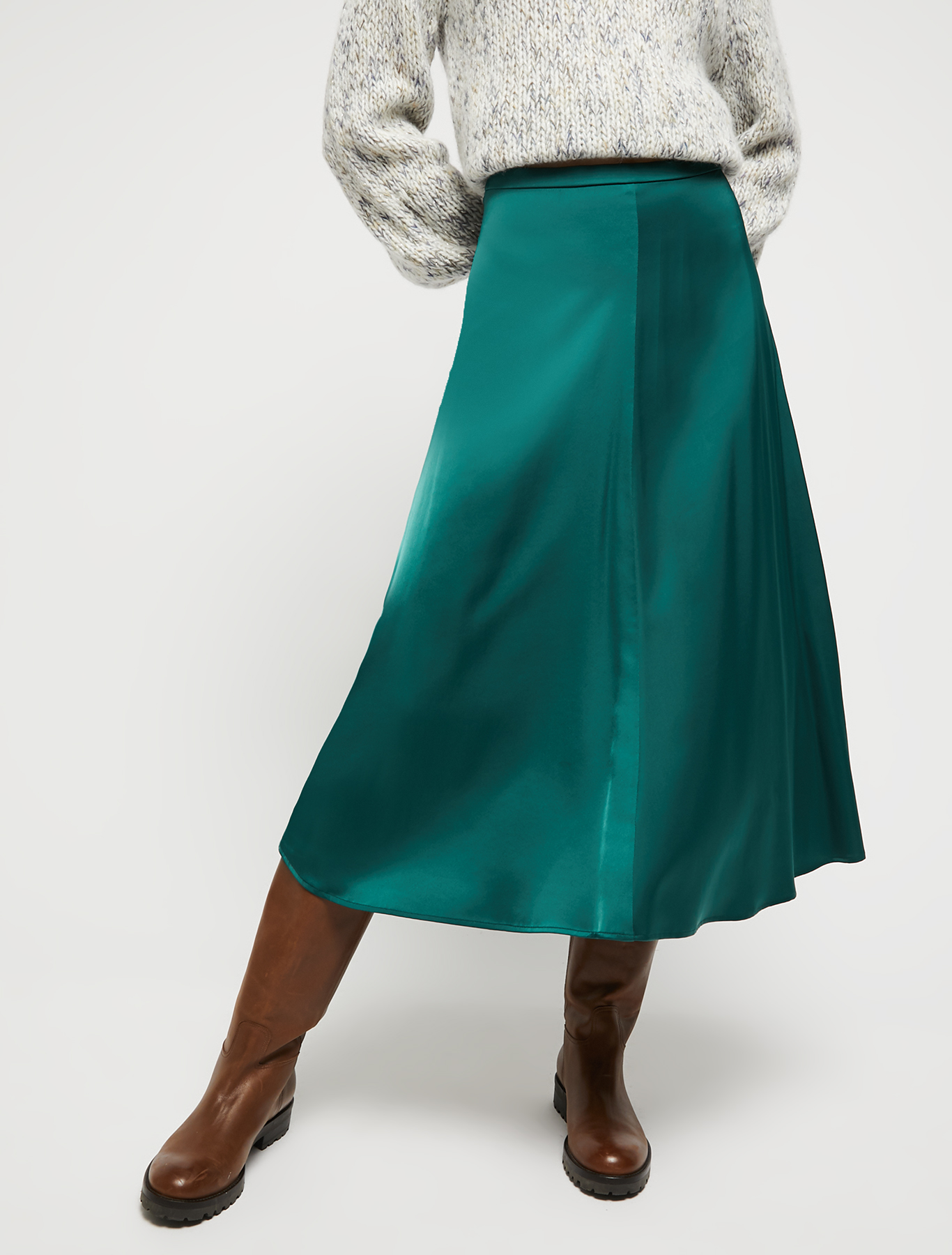 Envers-satin midi skirt, dark green | Pennyblack Envers-satin midi skirt - dark green - pennyblack