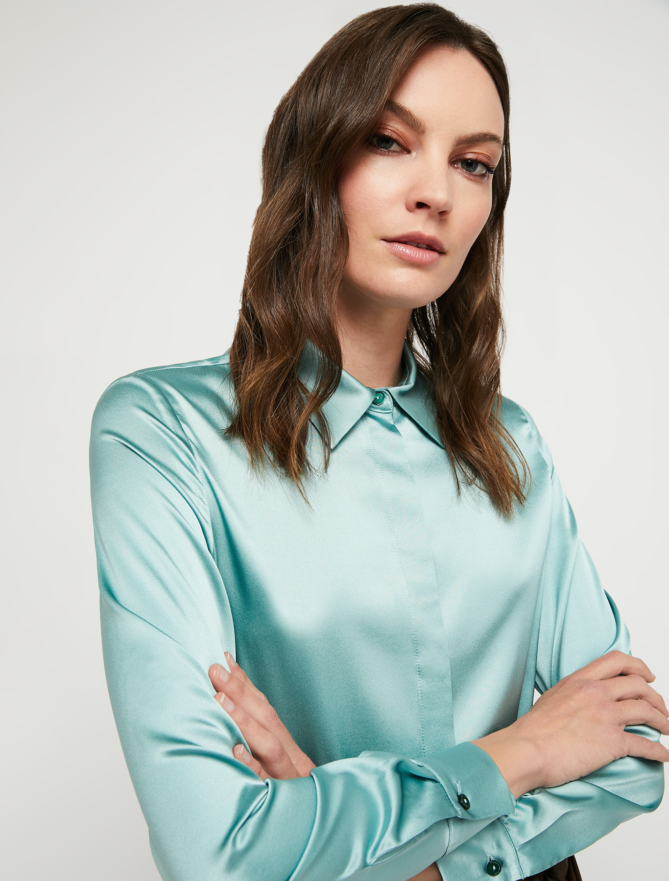 Silk satin shirt, green - Pennyblack Silk satin shirt - green - pennyblack