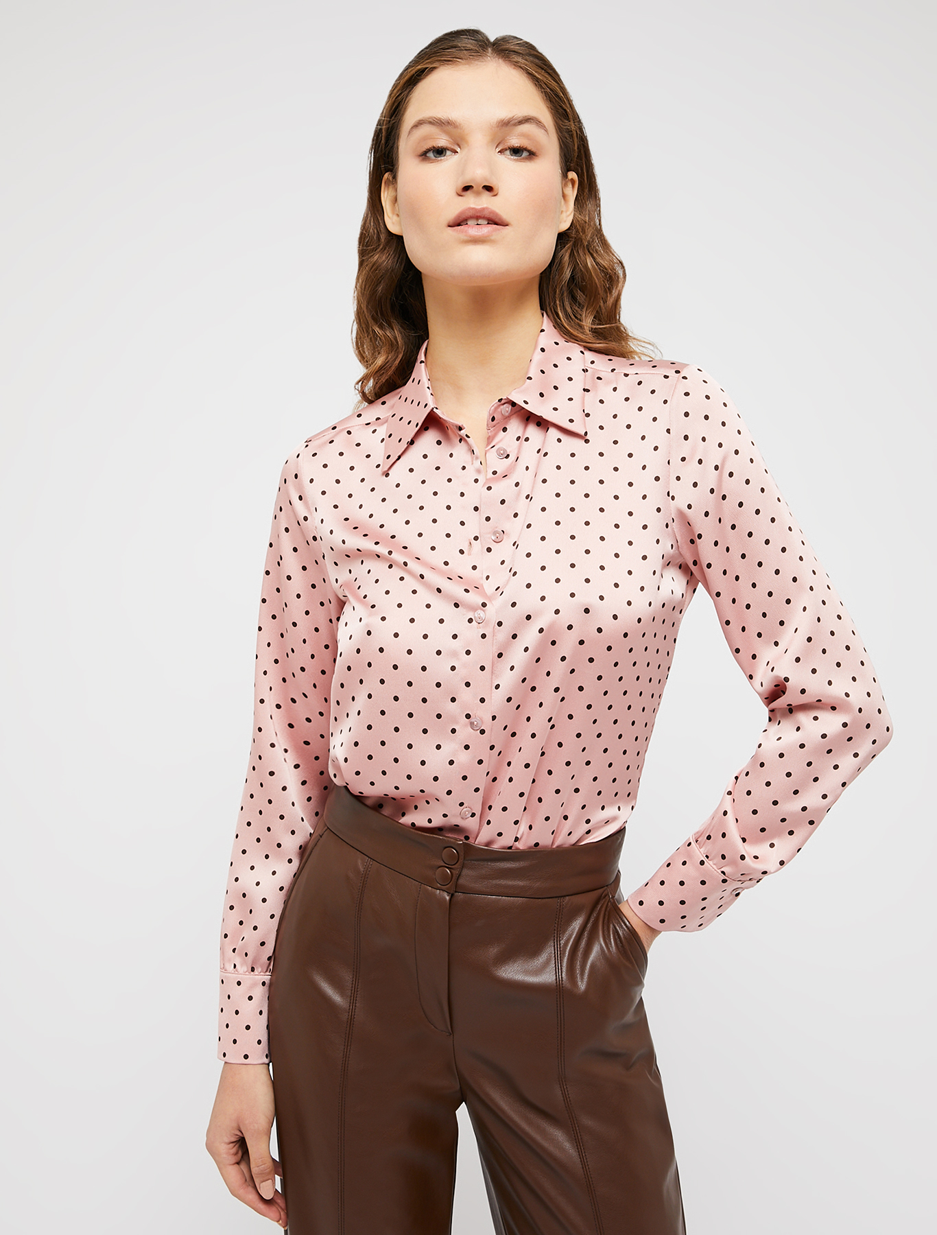 Patterned satin shirt, rose pink pattern | Pennyblack Patterned satin shirt - rose pink pattern - pennyblack