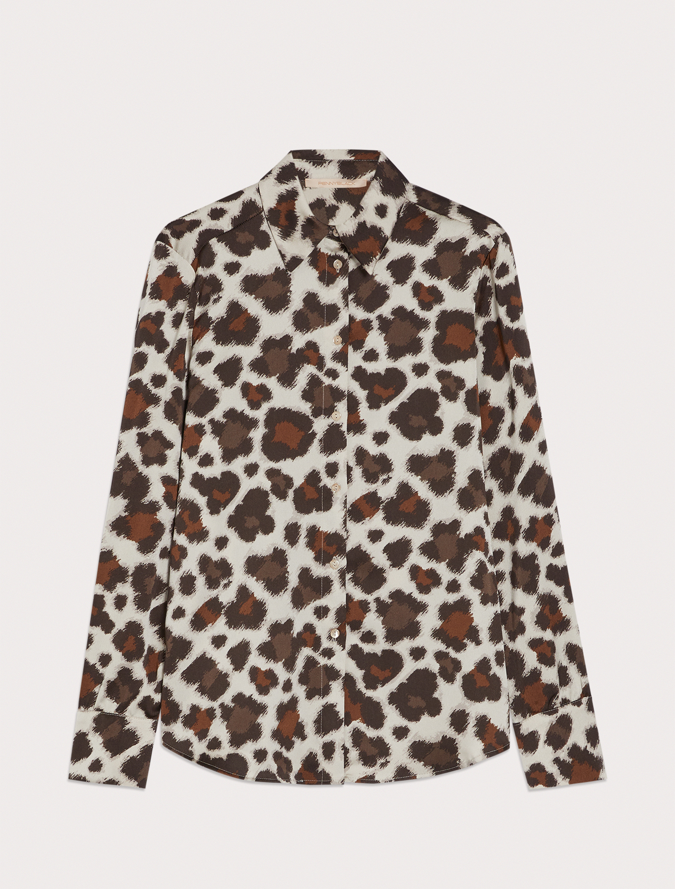 Patterned satin shirt, dark brown pattern | Pennyblack Patterned satin shirt - dark brown pattern - pennyblack