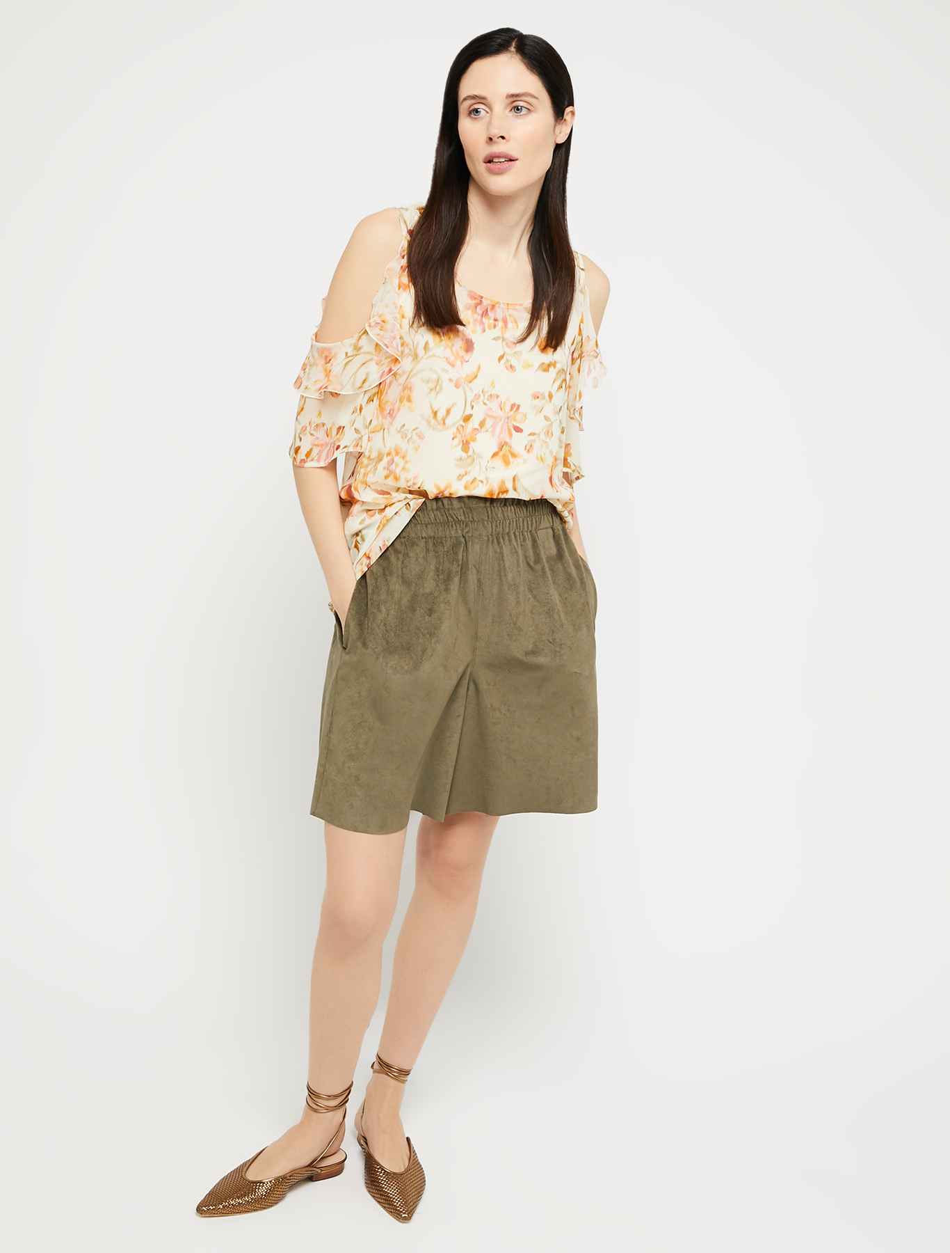 Blouse in floral georgette, beige pattern - Pennyblack Blouse in floral georgette - beige pattern - pennyblack