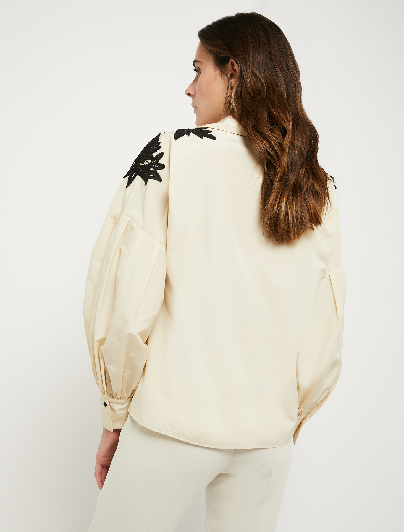 Taffeta shirt with lace, ivory | Pennyblack Taffeta shirt with lace - ivory - pennyblack
