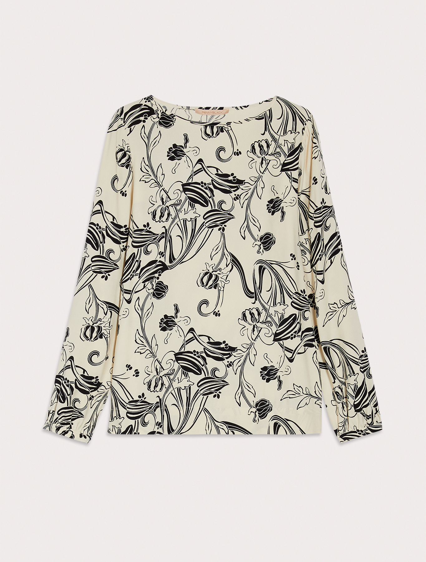 Floral sablé blouse, beige pattern | Pennyblack Floral sablé blouse - beige pattern - pennyblack