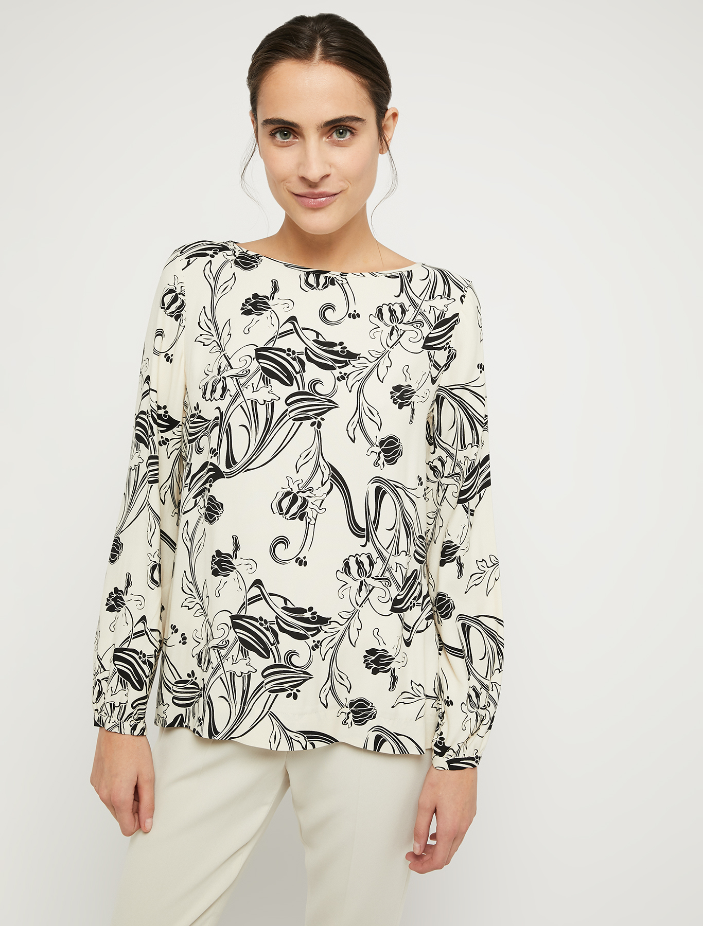 Floral sablé blouse, beige pattern | Pennyblack Floral sablé blouse - beige pattern - pennyblack