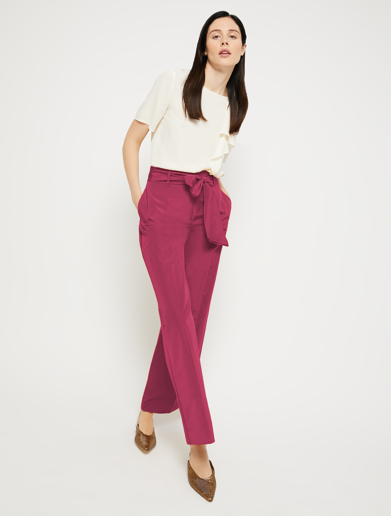 Wide-leg taffeta trousers, plum | Pennyblack Wide-leg taffeta trousers - plum - pennyblack