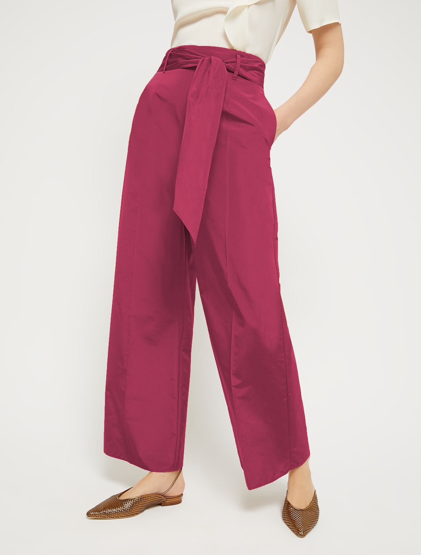 Wide-leg taffeta trousers, plum | Pennyblack Wide-leg taffeta trousers - plum - pennyblack