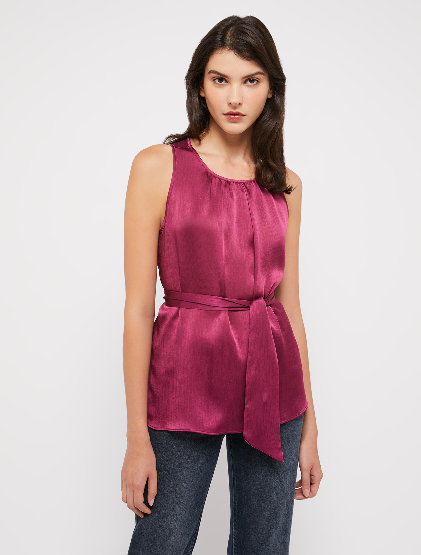 Crépon satin top, plum | Pennyblack Crépon satin top - plum - pennyblack