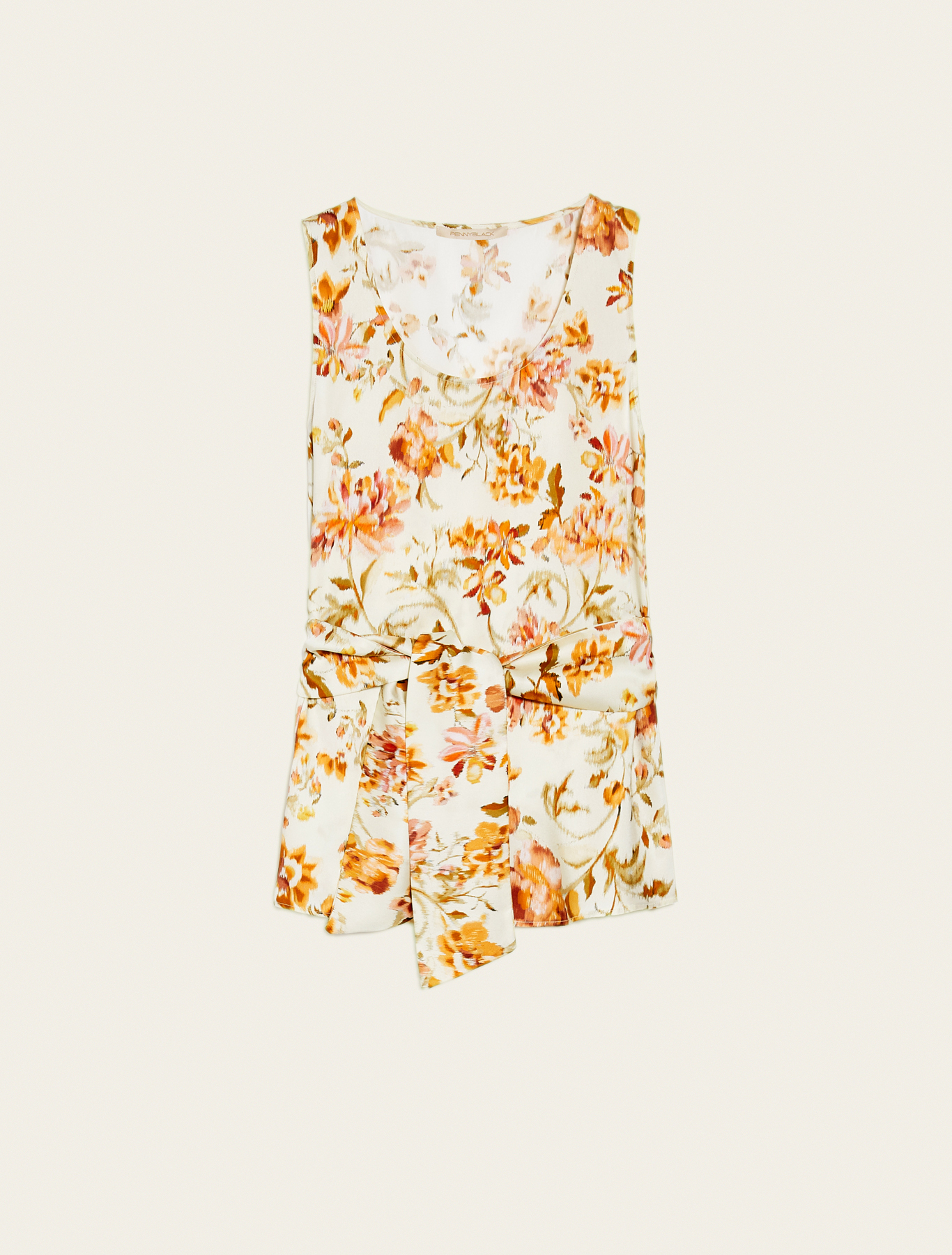 Patterned twill top, beige pattern - Pennyblack Patterned twill top - beige pattern - pennyblack