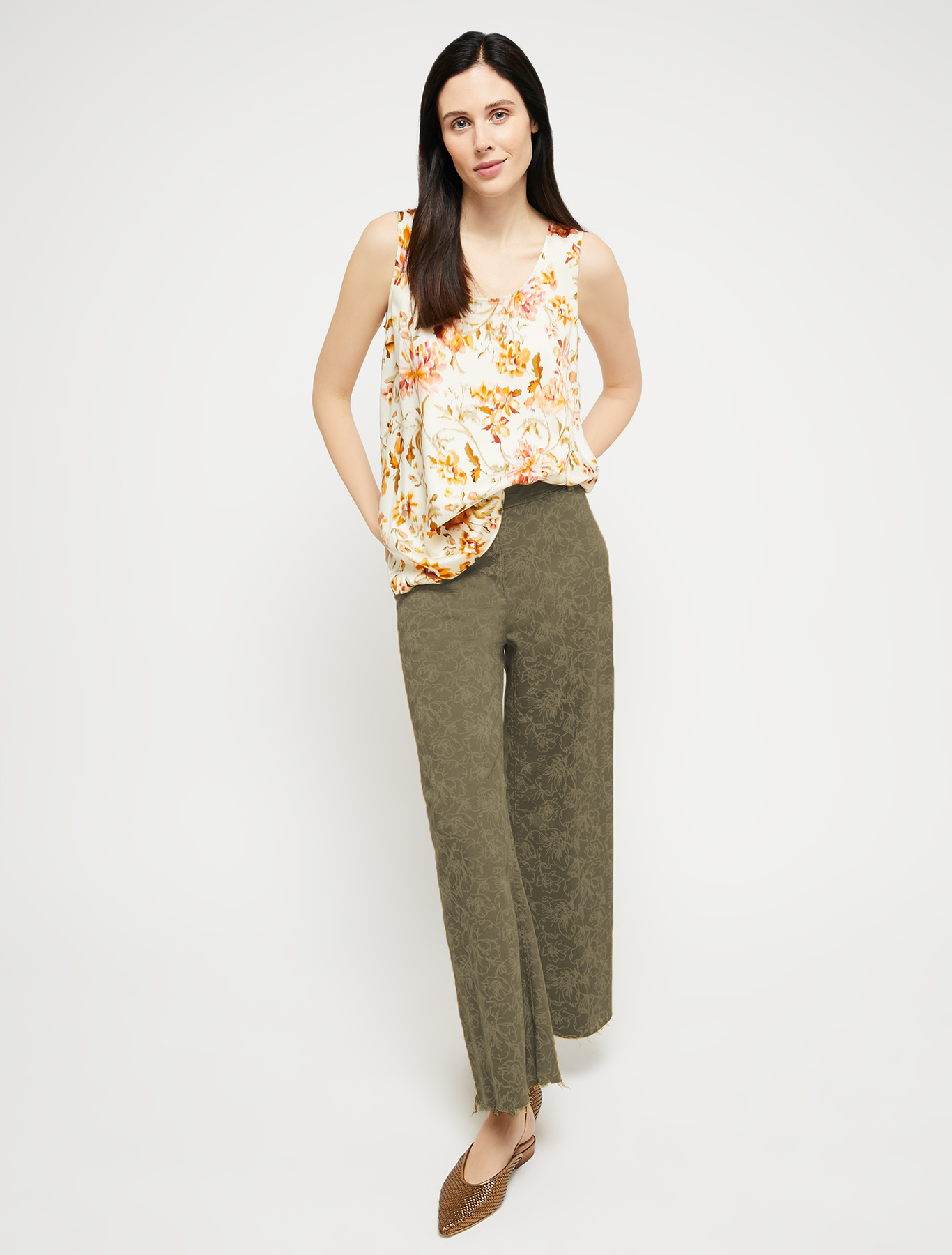 Patterned twill top, beige pattern - Pennyblack Patterned twill top - beige pattern - pennyblack